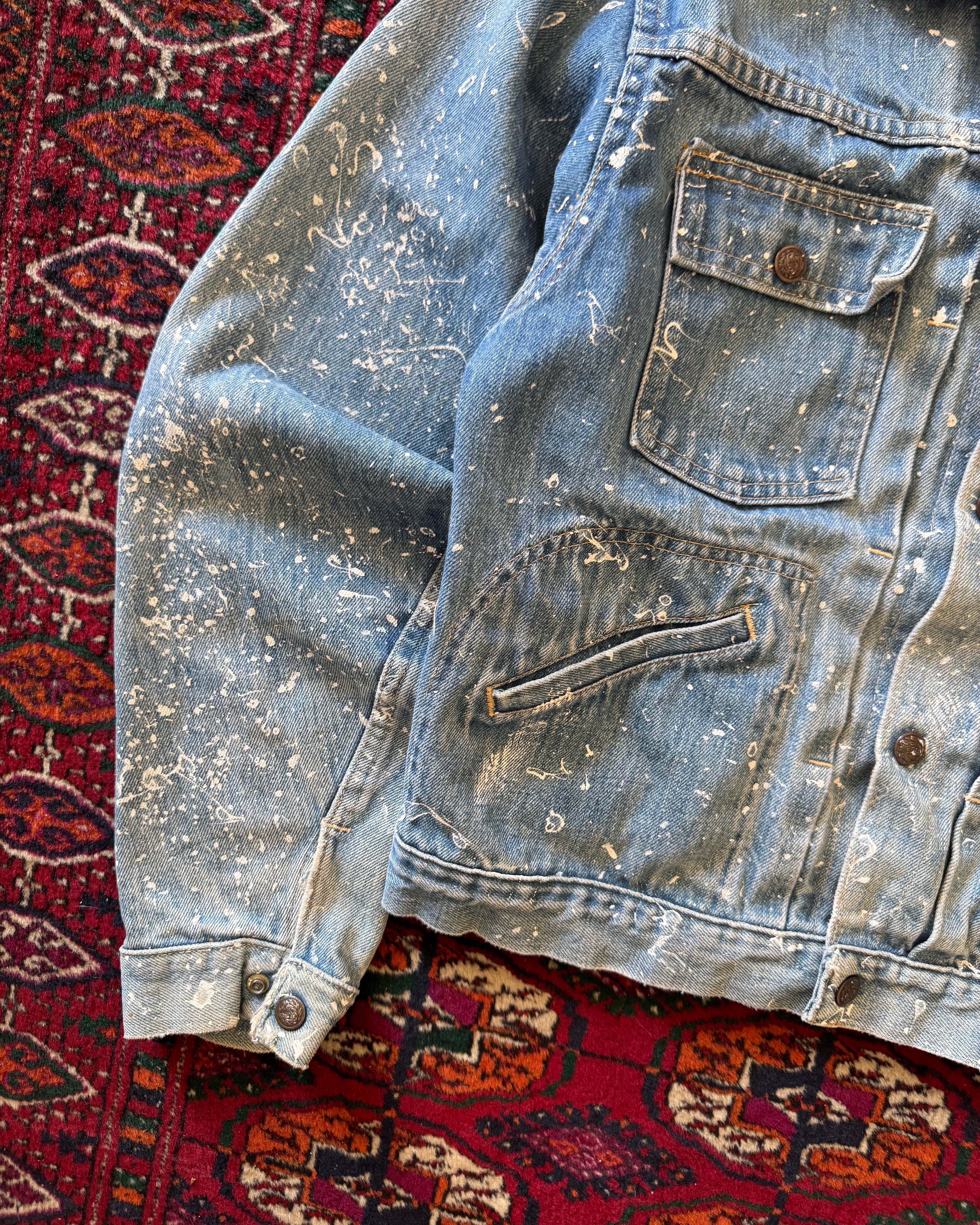 Vintage 1970s full selvedge paint splatter denim jacket