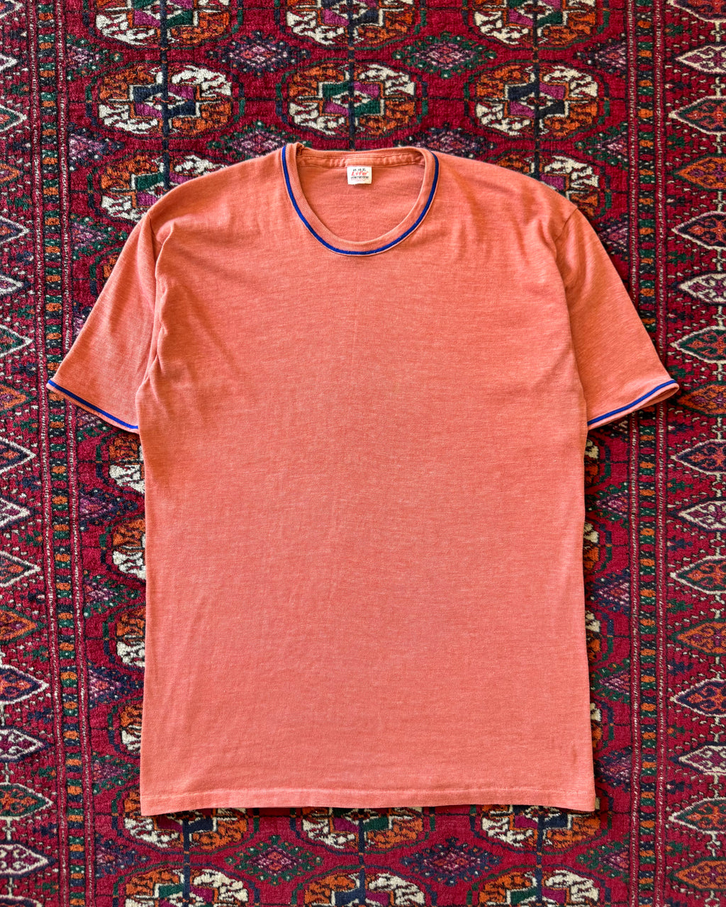 Vintage 1960s salmon colored ringer T-shirt