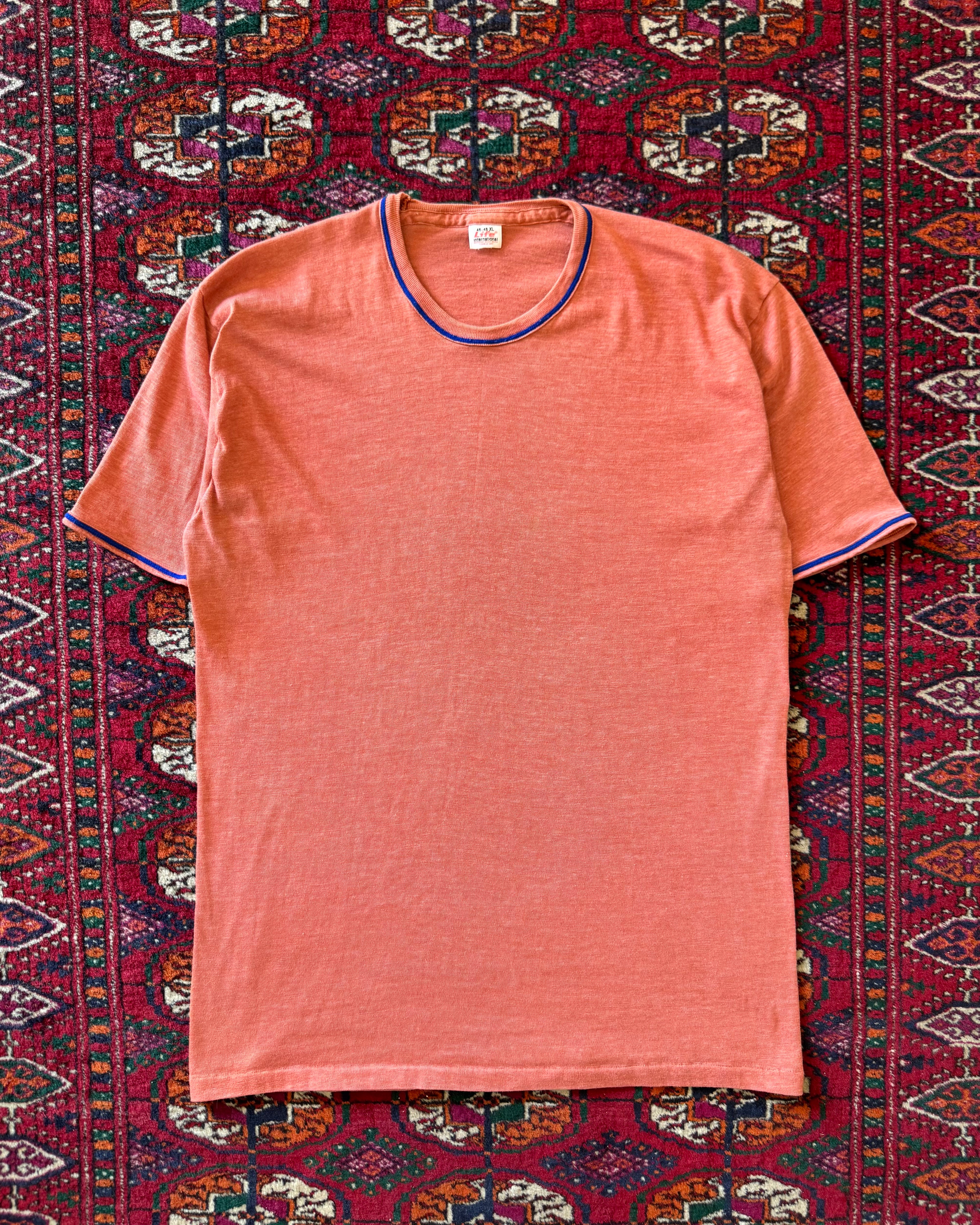 Vintage 1960s salmon colored ringer T-shirt