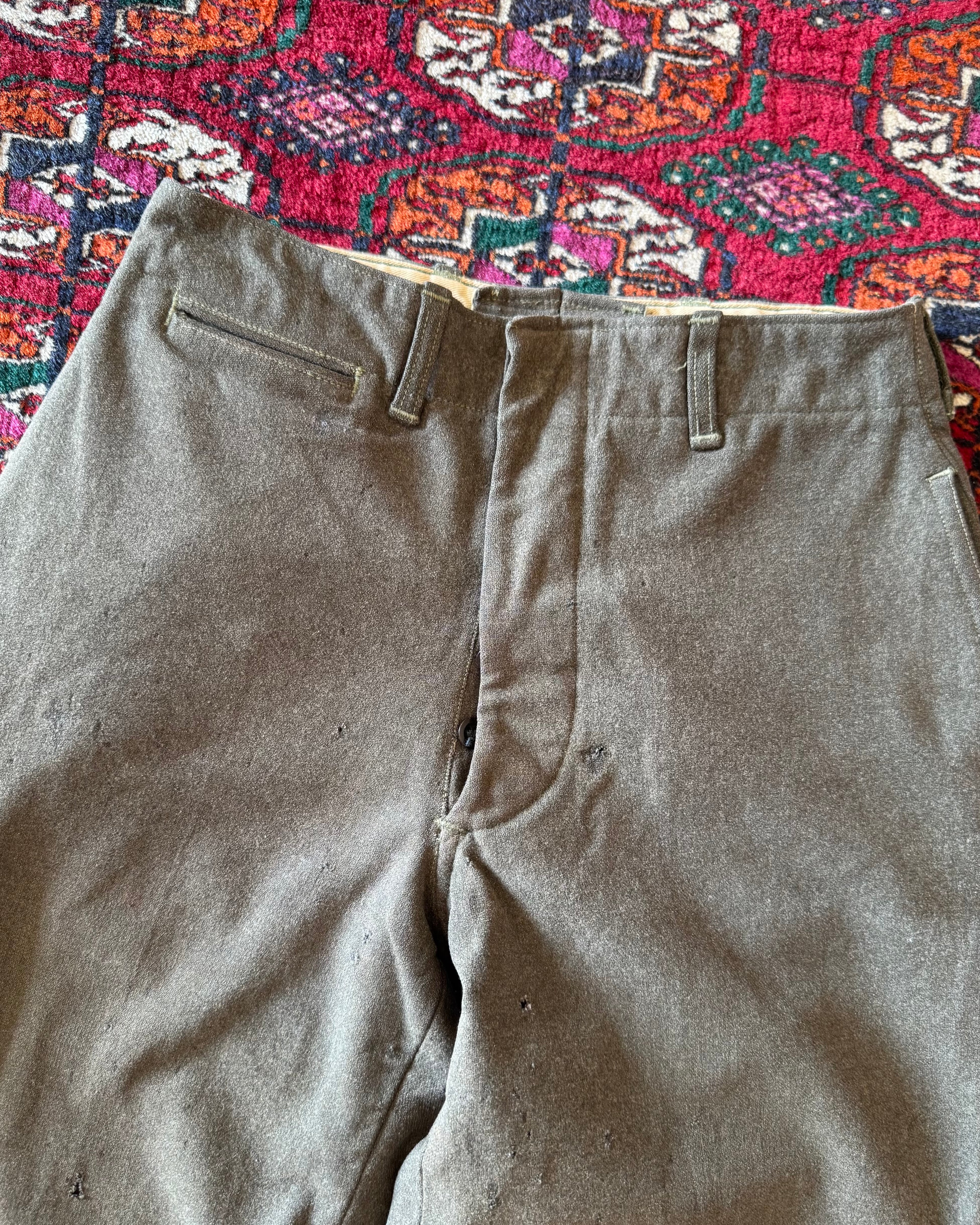 Vintage 1950s wool formal army trousers with pinhole