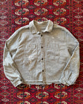 Vintage 1980s French work jacket cropped with heavy paint splatter ￼