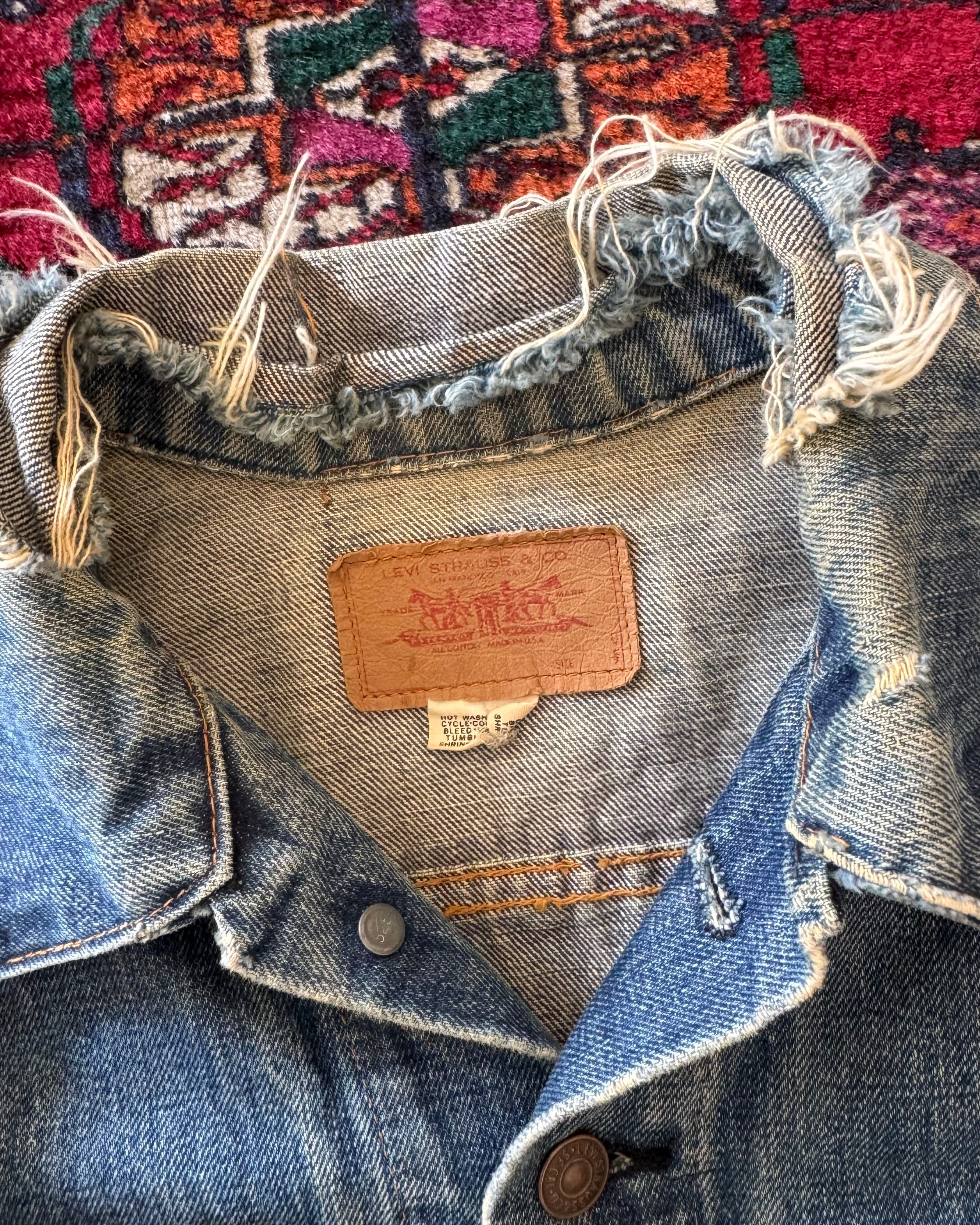 1970s Levi’s big E denim jacket with Rolling Stones patch