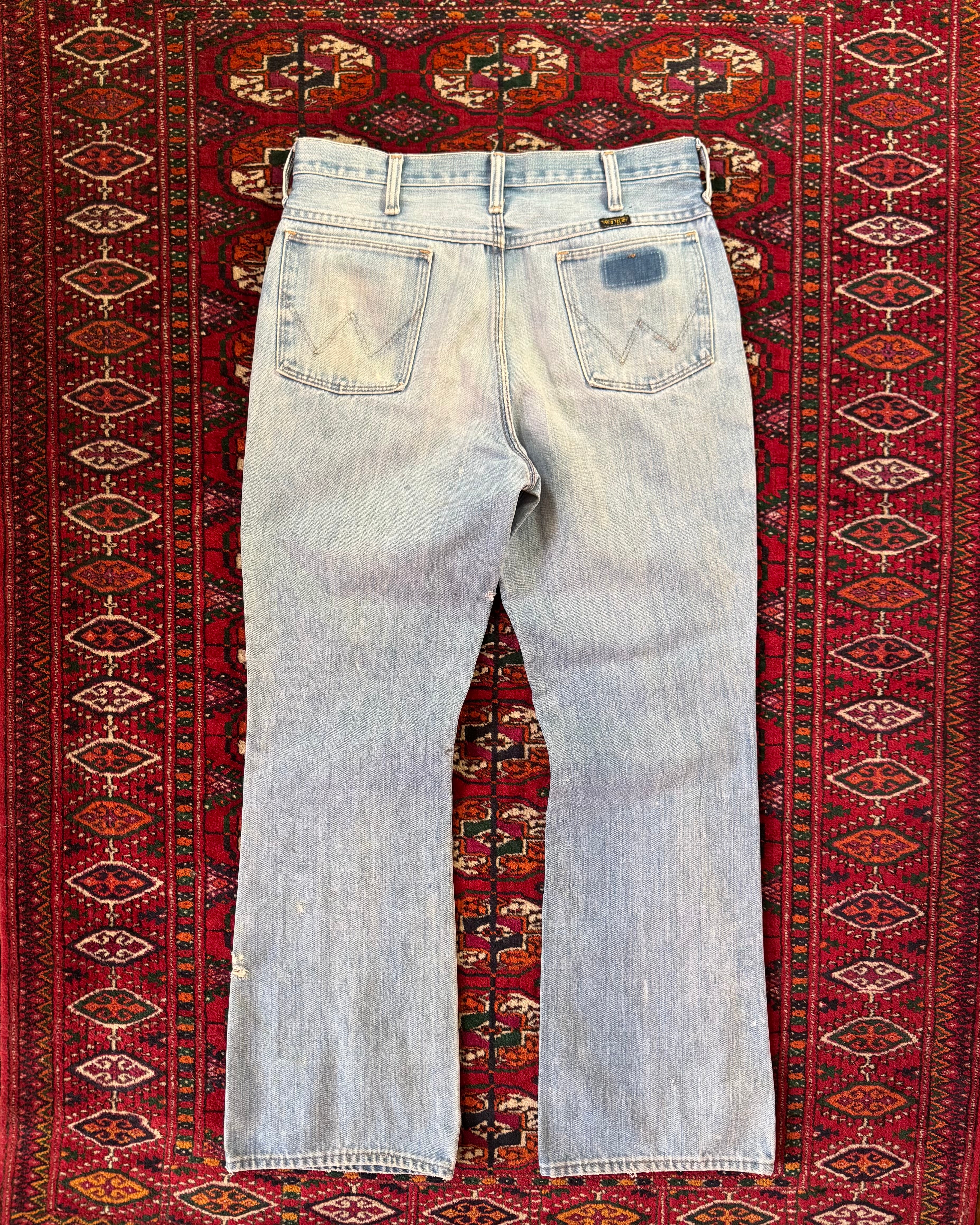 Vintage 1960s/70s wrangler faded distressed boot cut jeans