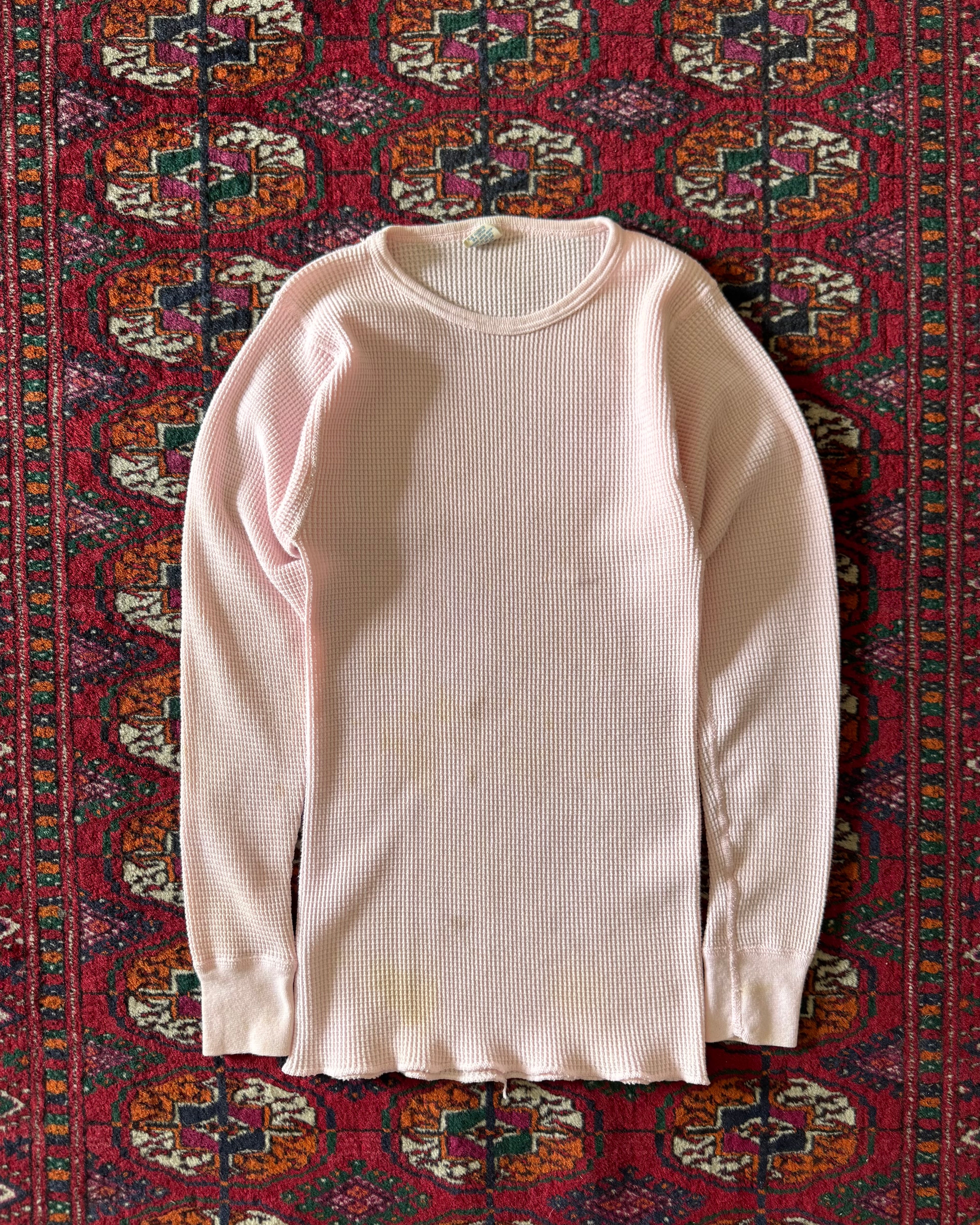 Vintage 1980s pink distressed thermal undershirt ￼