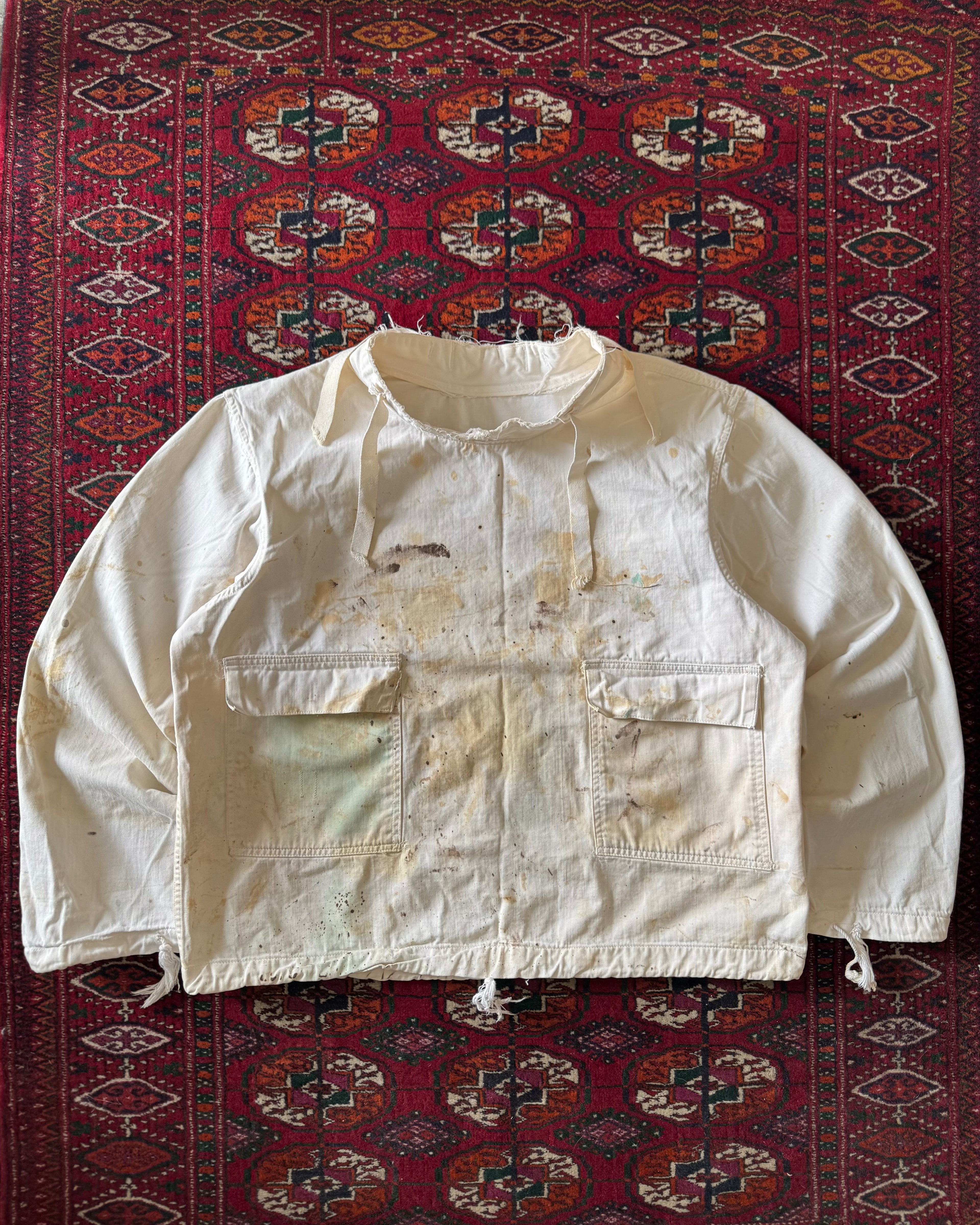WW2 anorak smock gunner hoodie cut with paint splatter