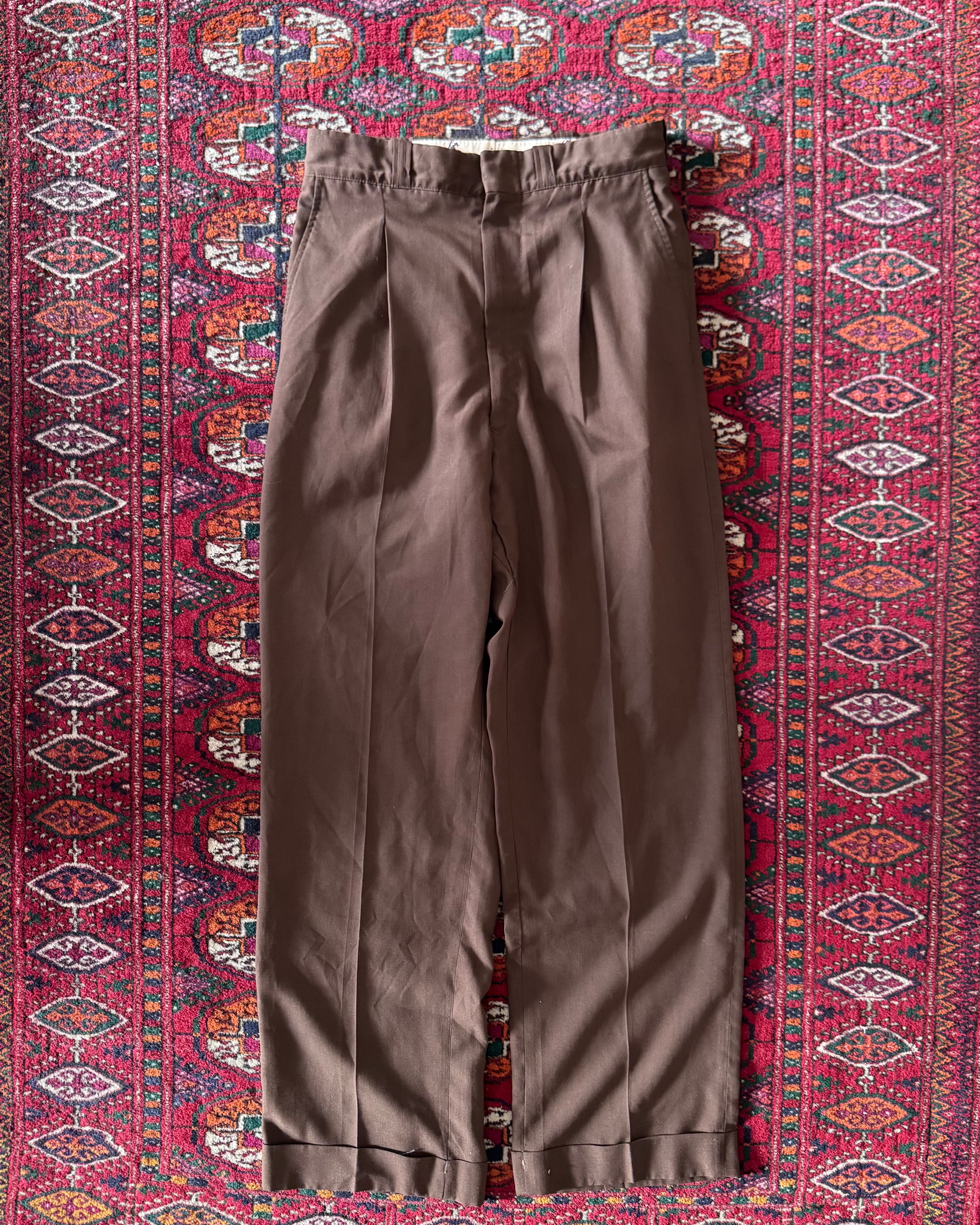 Vintage 1950s lion uniforms brown Rylon trousers￼