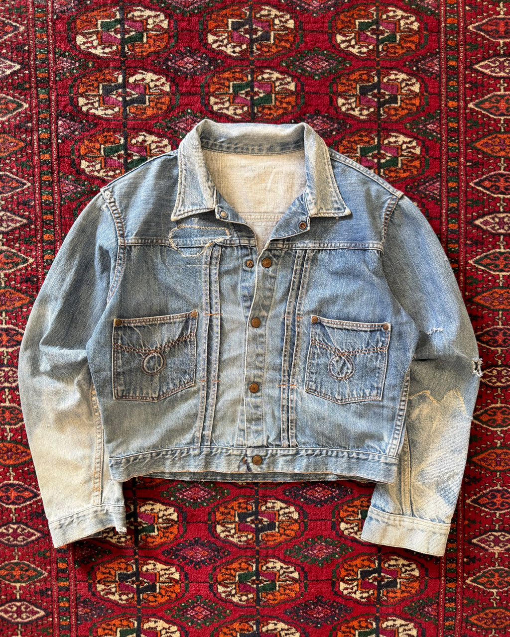 1940s pleaded denim zombie two pocket denim jacket