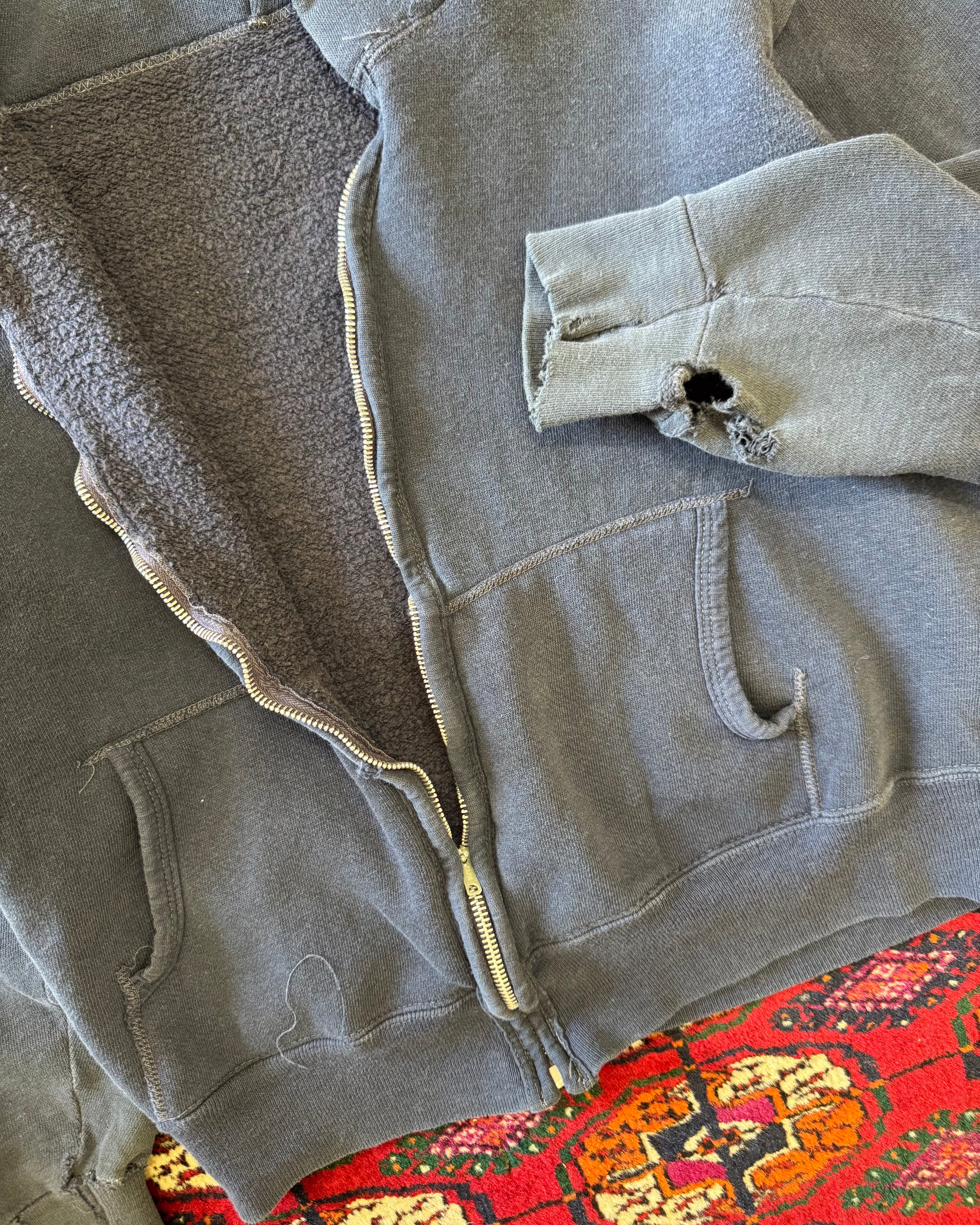 Vintage 1960s navy distressed zipup