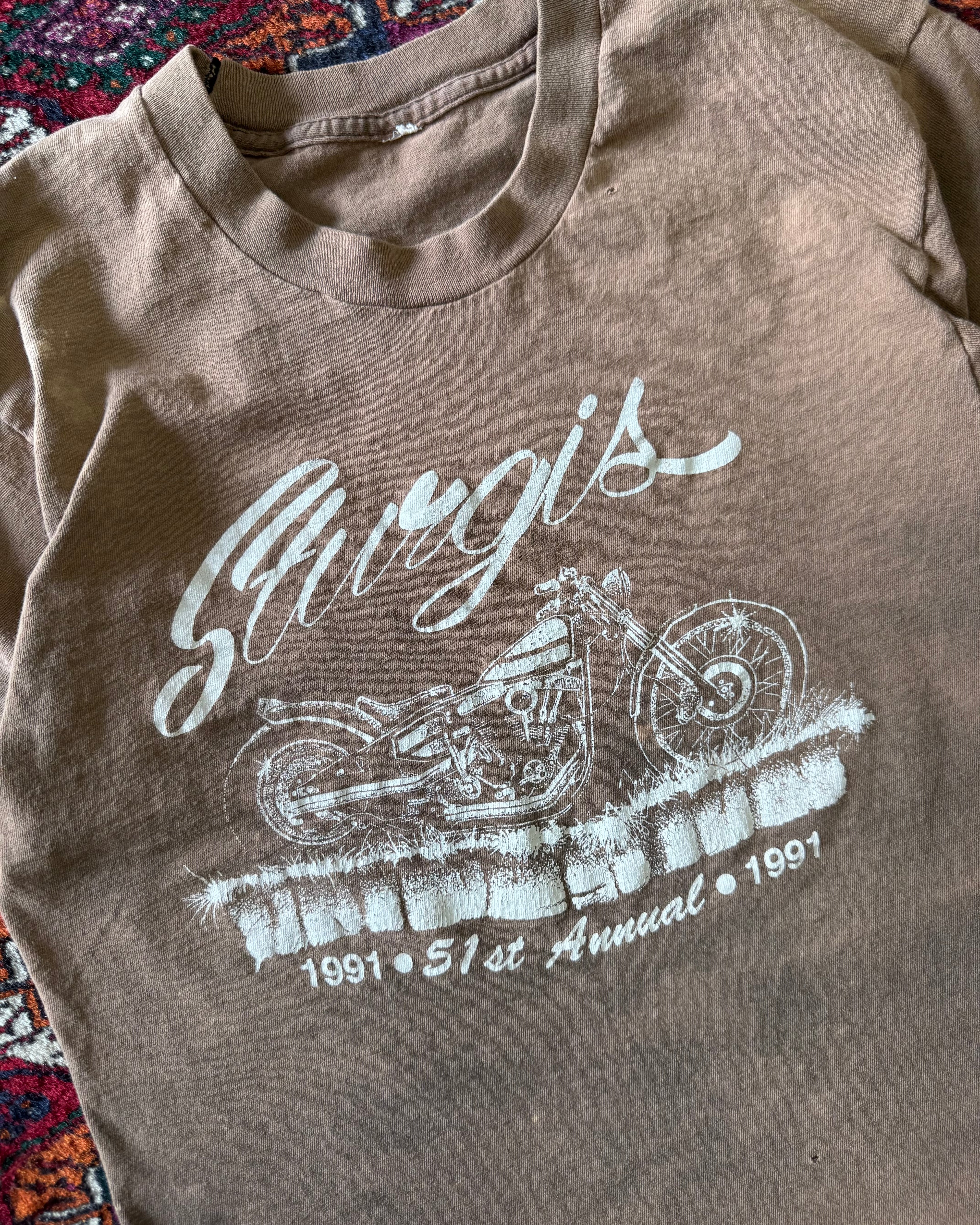 Vintage 1991 faded distressed, brown Sturgis bike week T-shirt