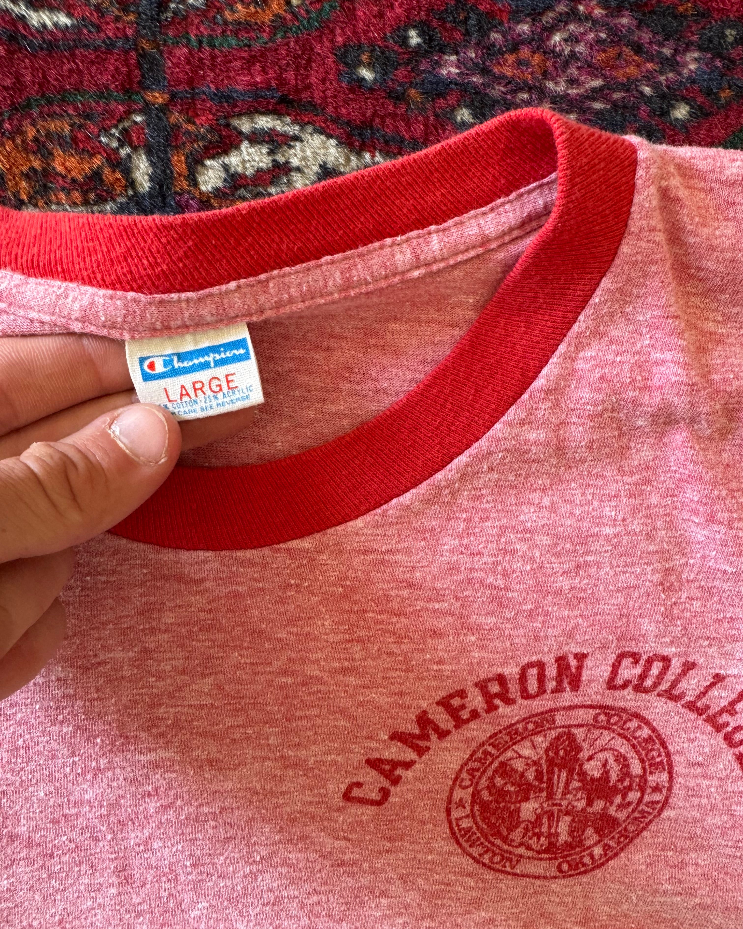 Vintage champion blue bar, Cameron College ringer T-shirt