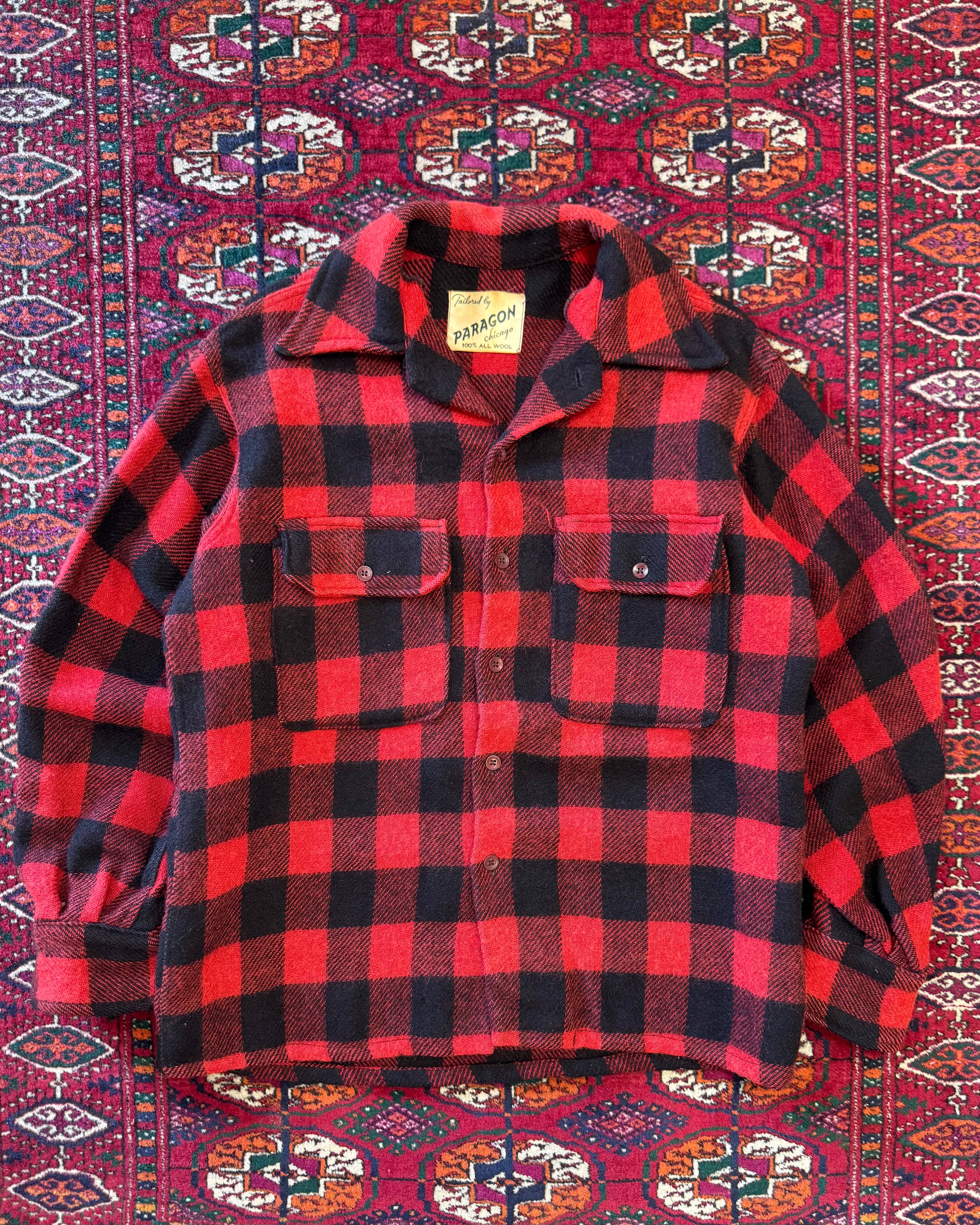 1960s Paragon 100% wool red flannel
