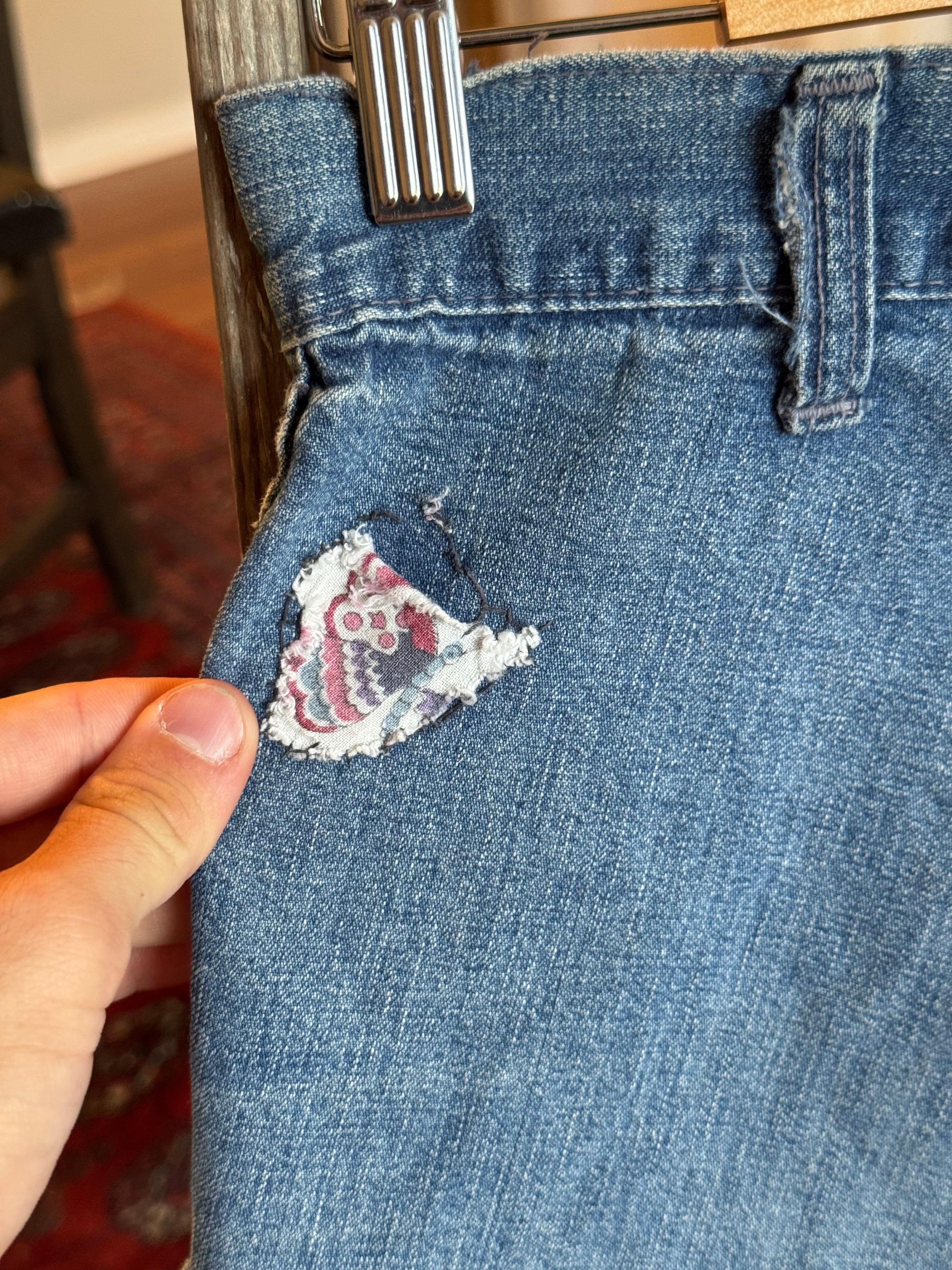 1960s faded Daisy Duke cut jeans with patch