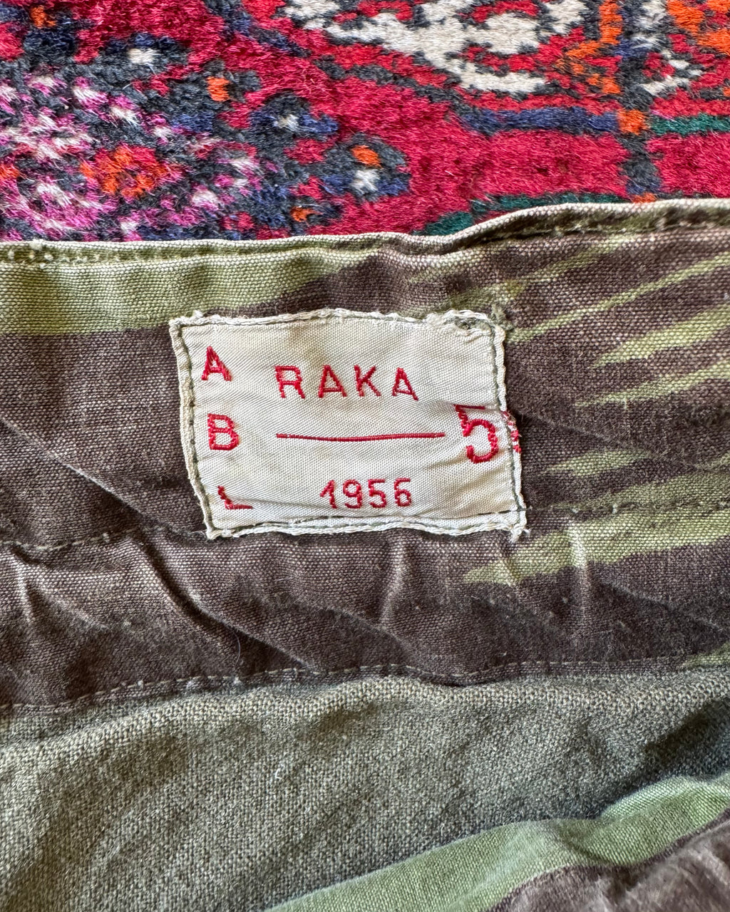 Vintage 1956 brush stroke, camo Belgian paratrooper pants