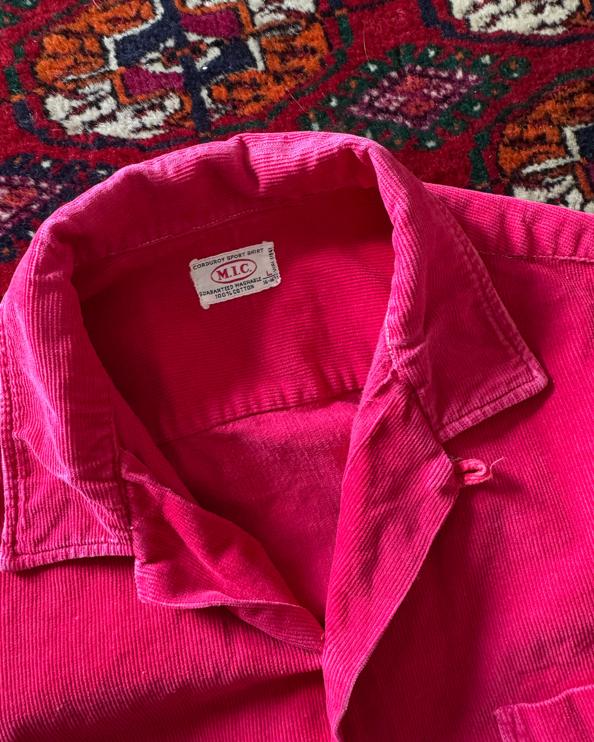 1950s corduroy red collar loop shirt
