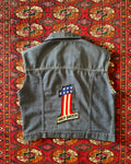 Vintage 1970s riveted ranch craft JCPenney denim vest with Harley patches￼