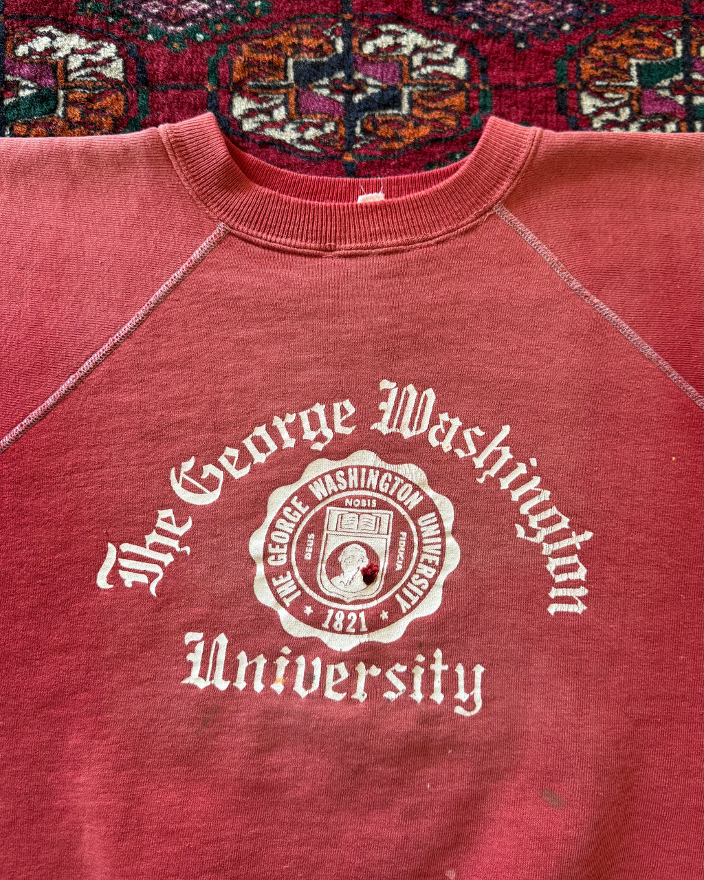 1960s George Washington University faded red sweatshirt