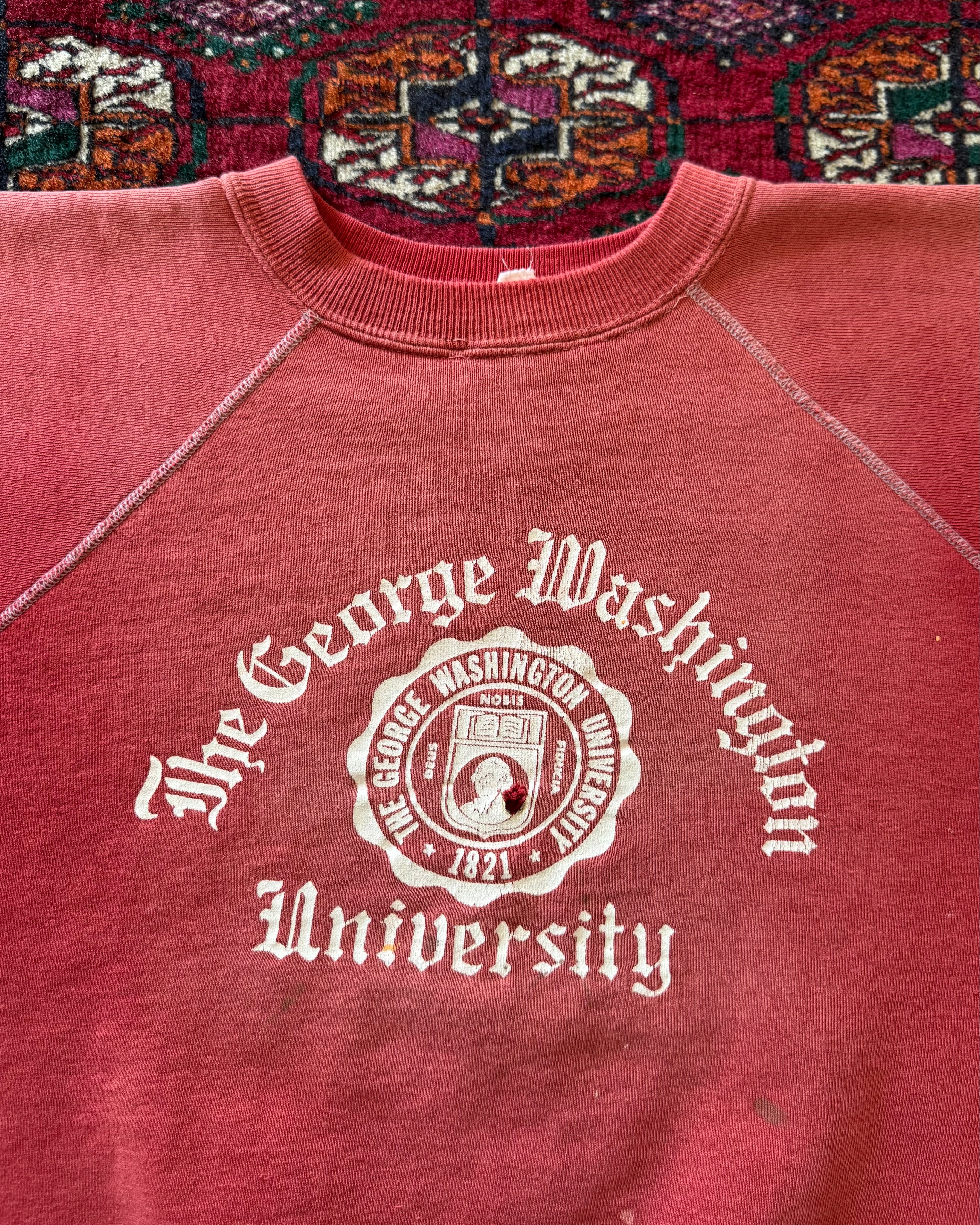 1960s George Washington University faded red sweatshirt