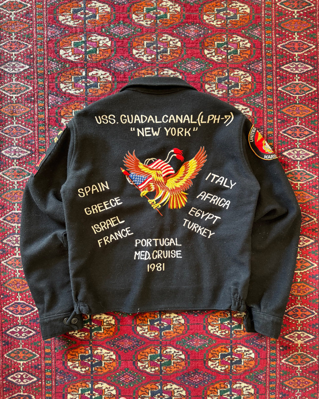 1981 USMC New York souvenir wool zip up jacket ￼