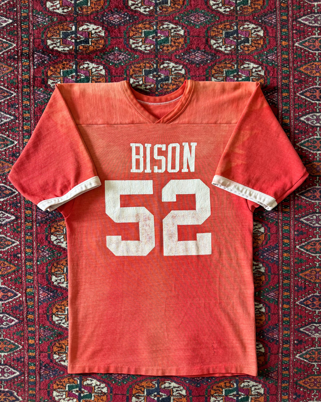 Vintage 1960s perfectly faded “bison 52“ red cotton jersey ￼