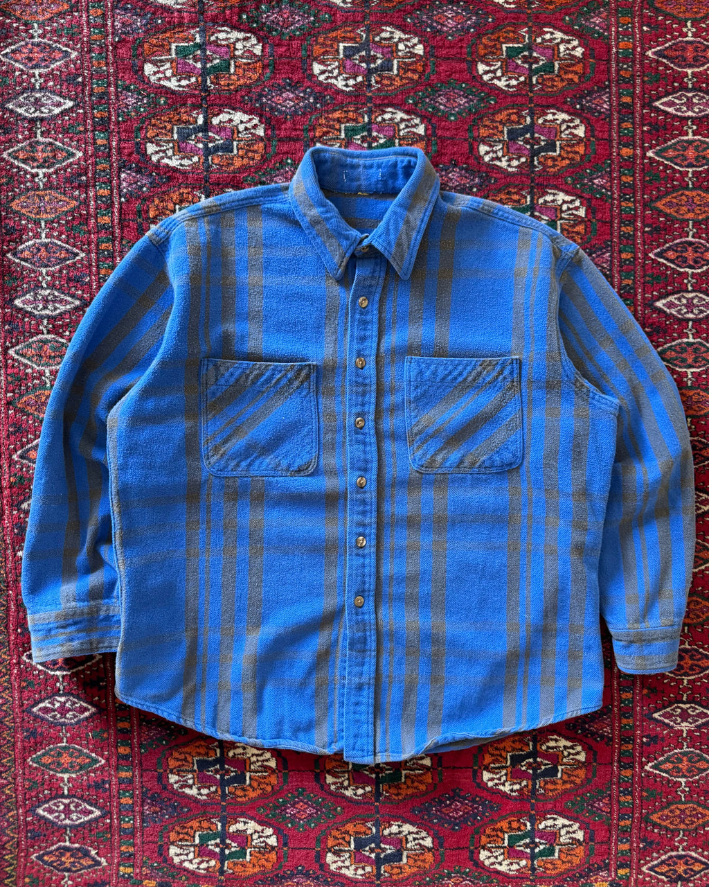 1970s/80s blue cotton flannel