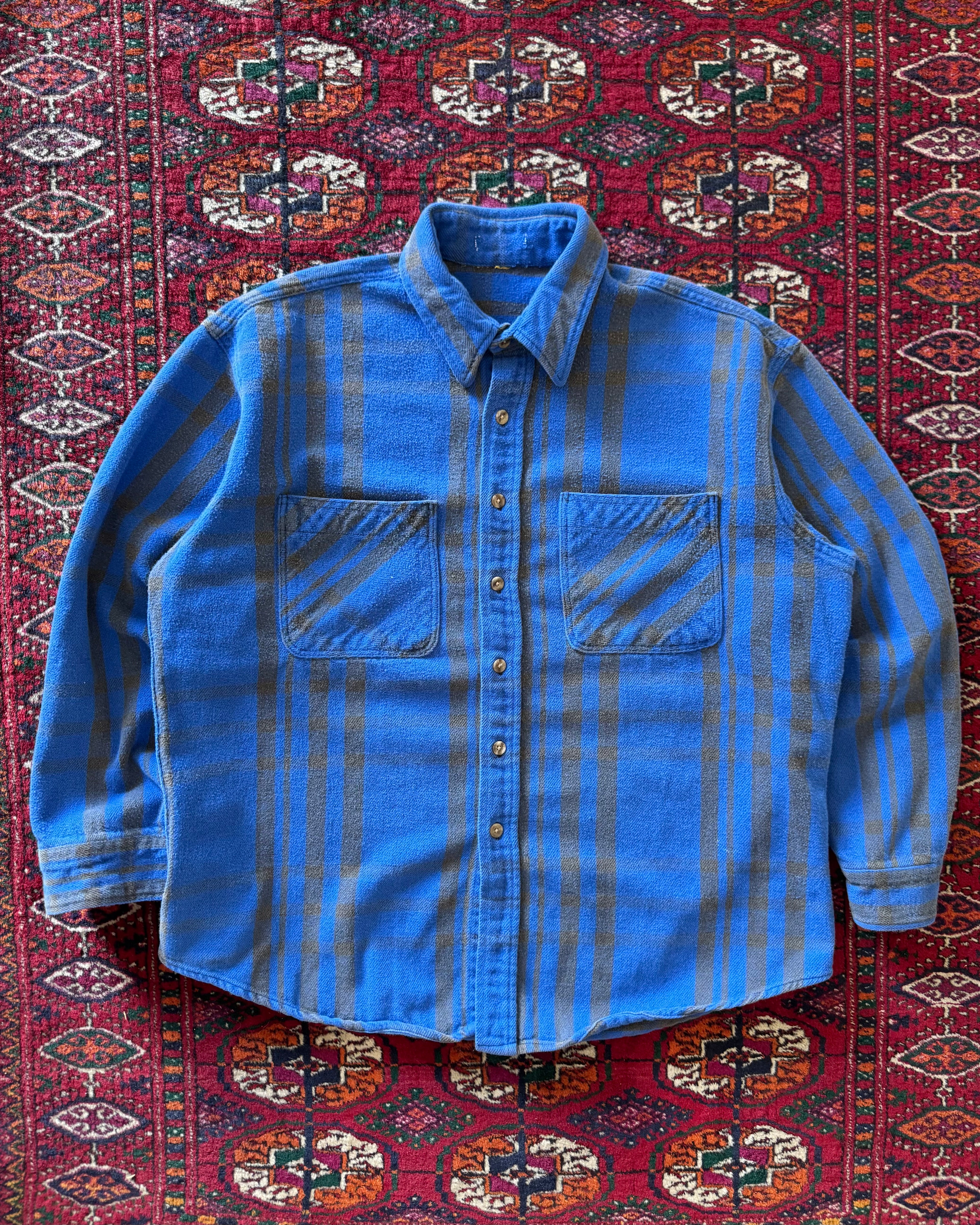 1970s/80s blue cotton flannel