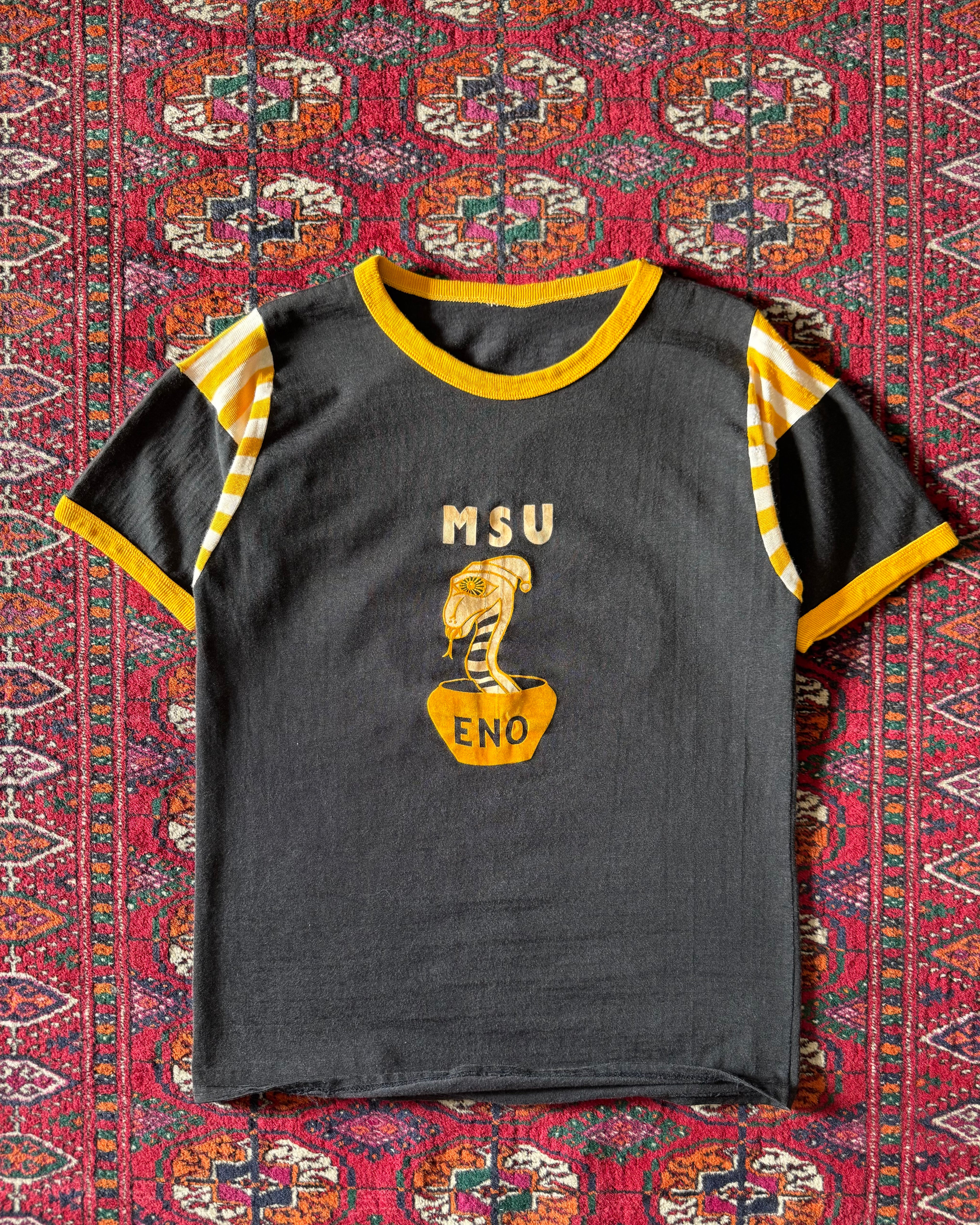 Vintage 1960s MSU flock print jersey