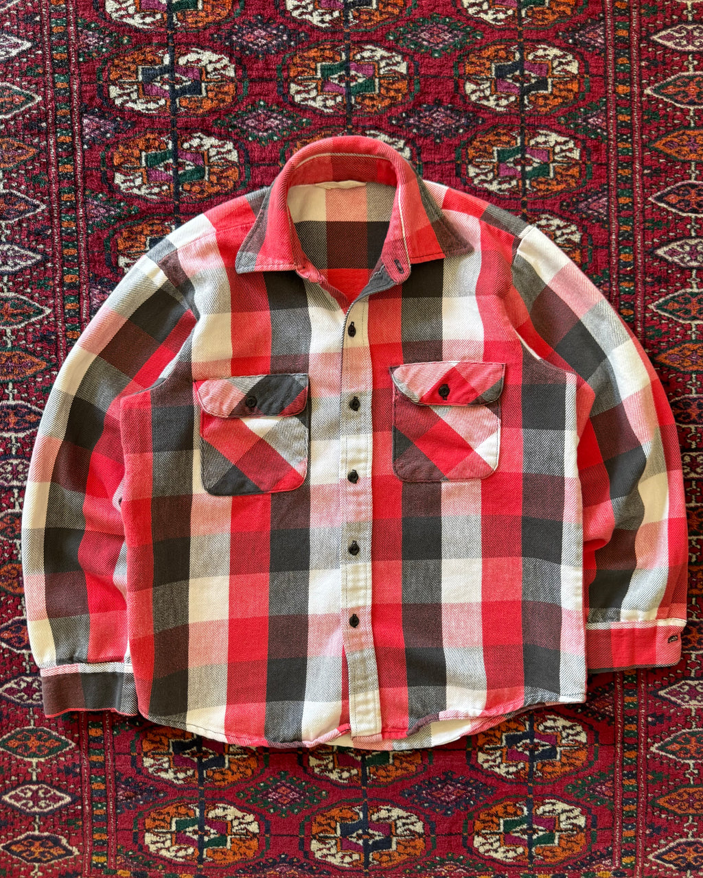 1960s/70s Clydesdale red woven heavy cotton flannel ￼