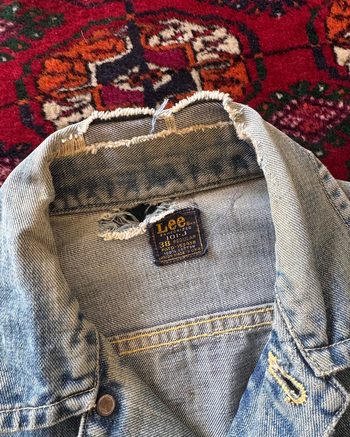 1960s Lee 101-J distressed farmhouse repaired jacket