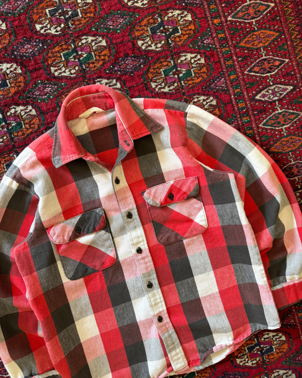 1960s/70s Clydesdale red woven heavy cotton flannel ￼