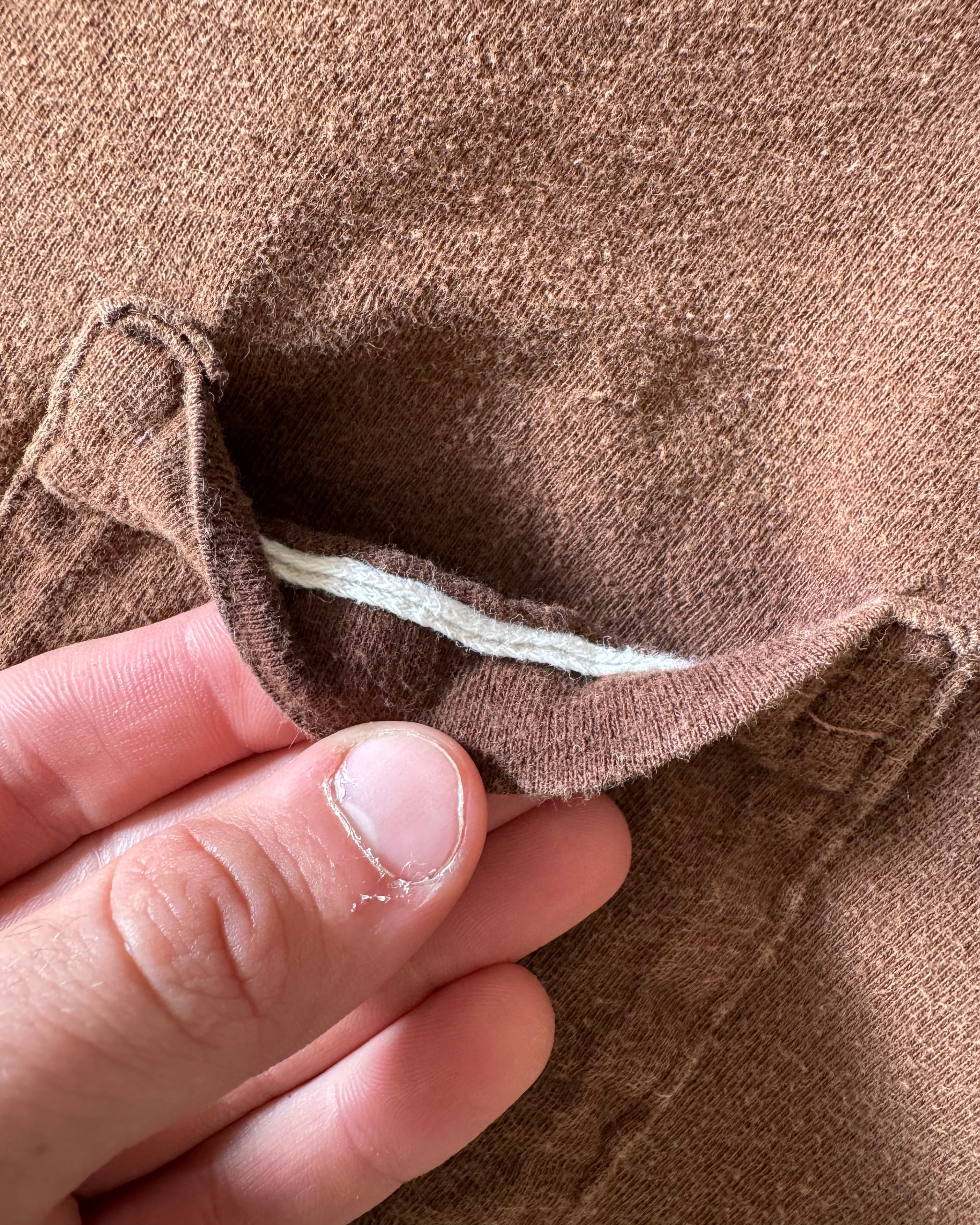 Vintage 1960s BVD brand faded brown selvedge pocket tee￼