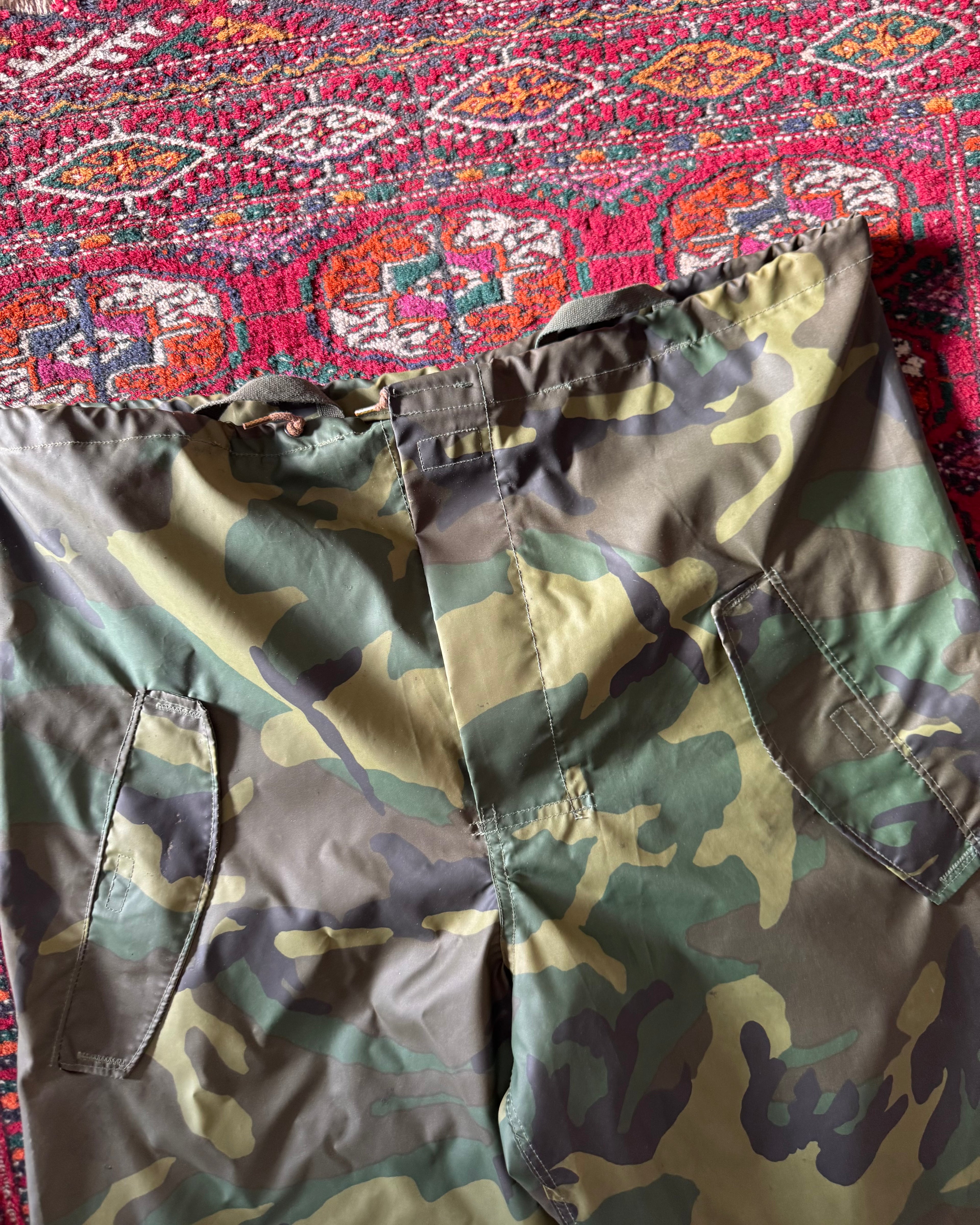 Vintage 1980s rubber camouflage army over pants