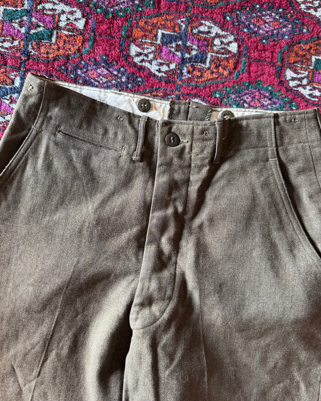 Vintage 1955 wool army baggy trousers