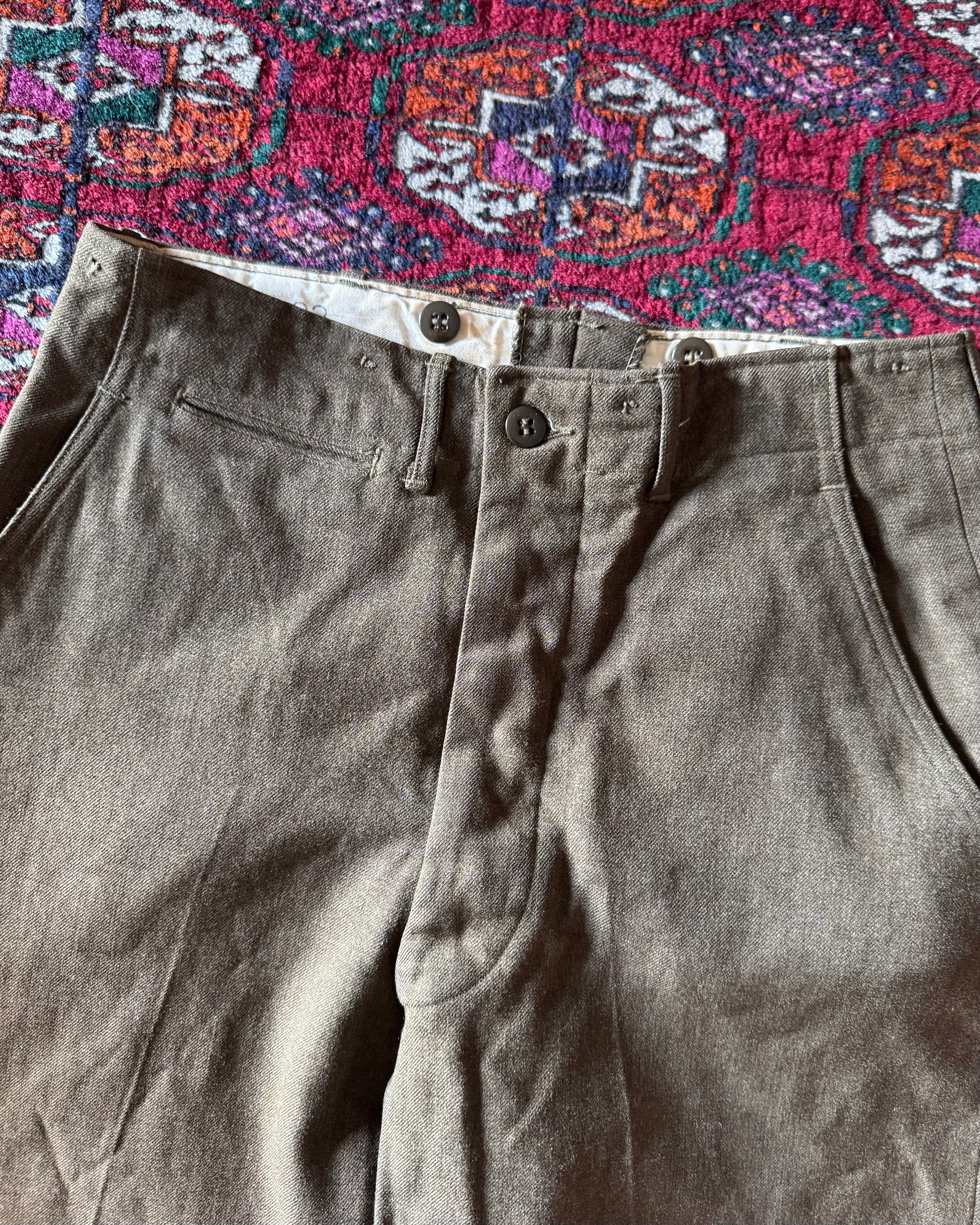 Vintage 1955 wool army baggy trousers