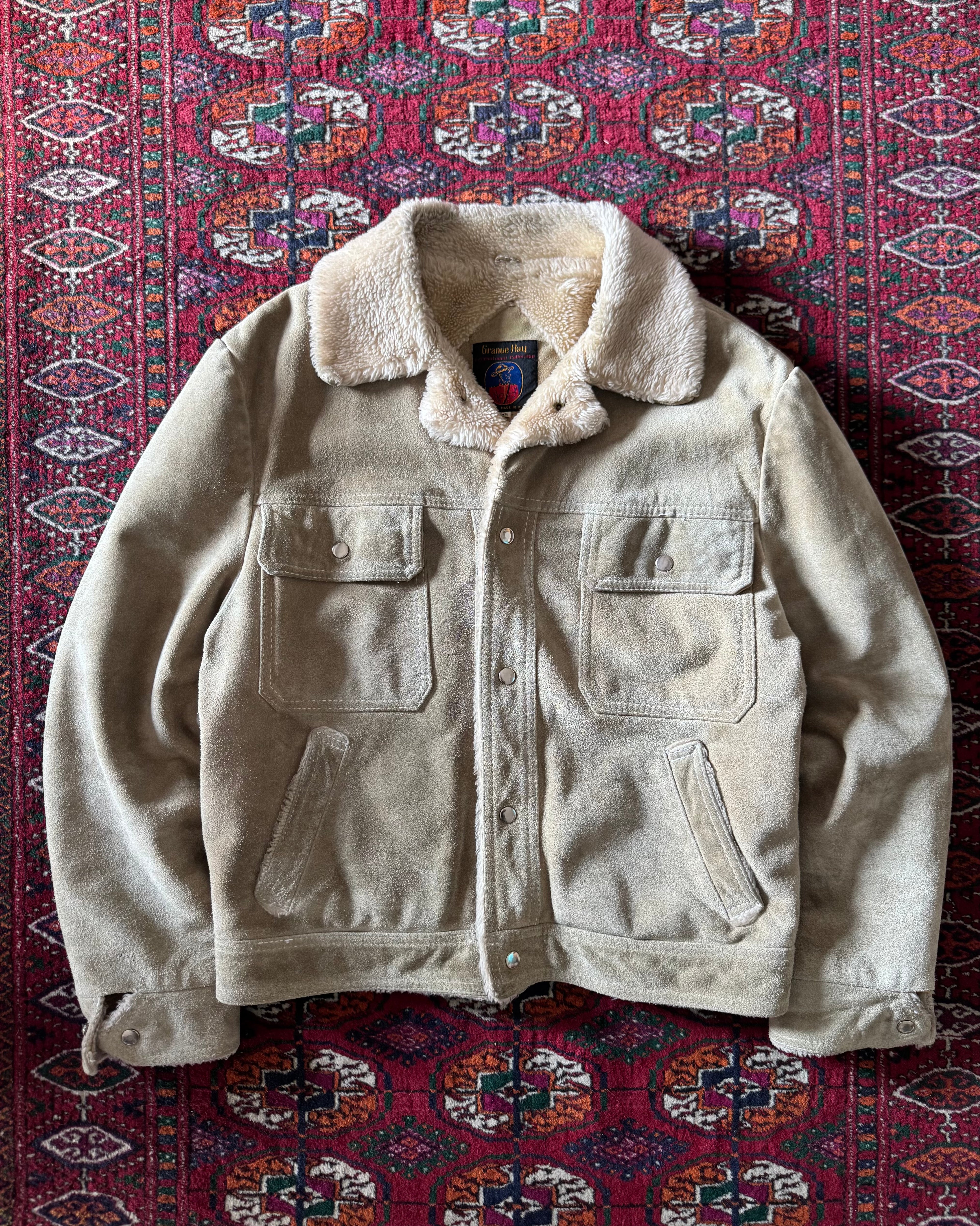 Vintage 1970s fur line suede trucker jacket