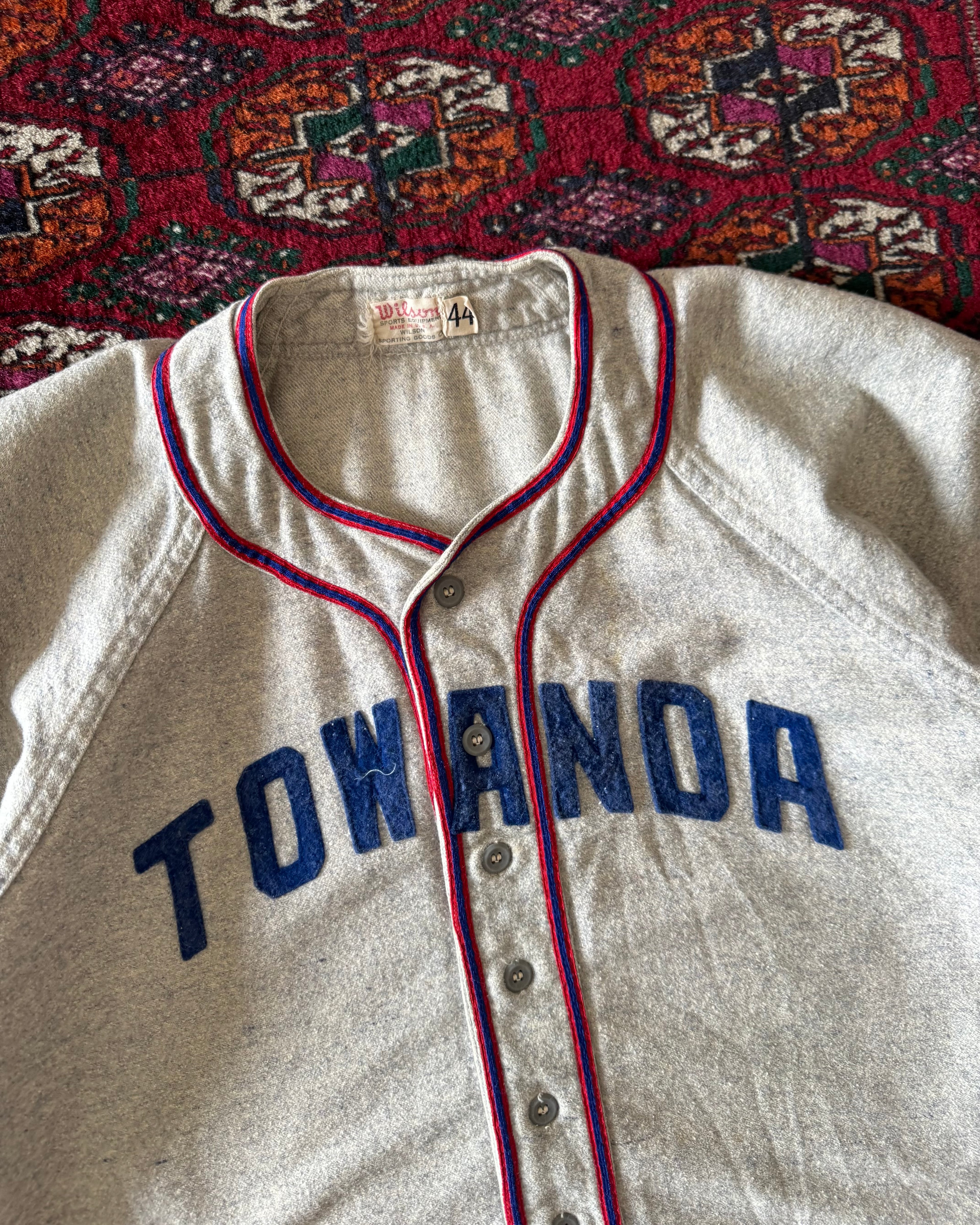 Vintage 1940s Wilson sports equipment “Towanda“ baseball jersey ￼