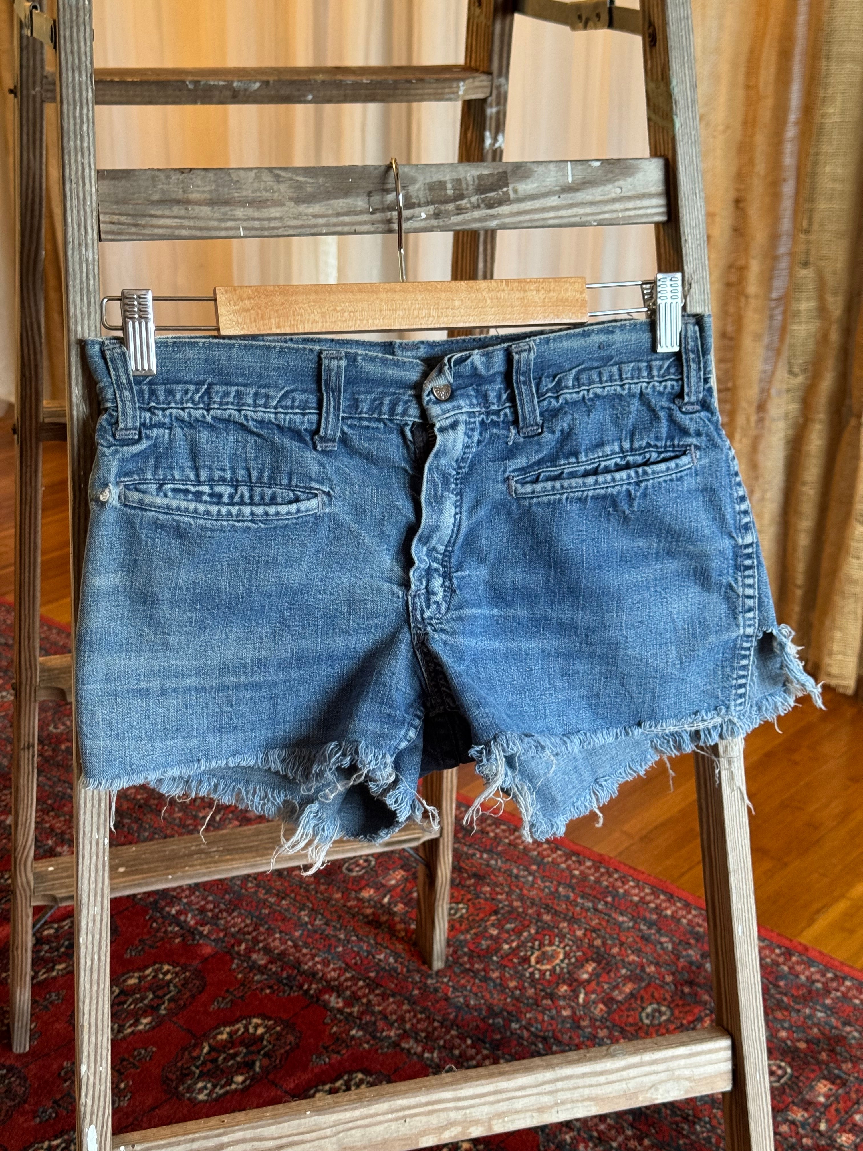 1960s faded Daisy Duke cut jeans with patch