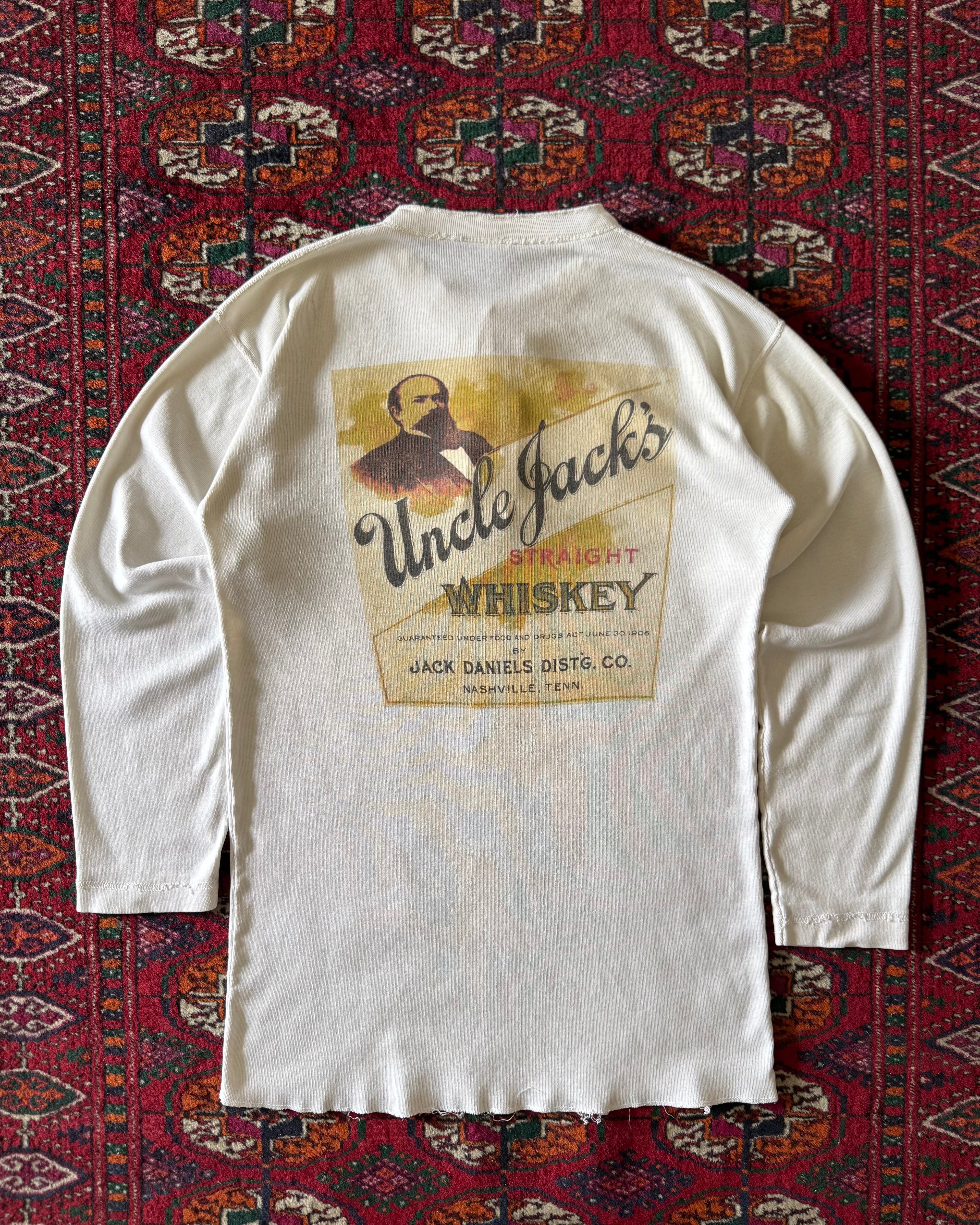 Vintage 1970/80s Uncle Jack’s whiskey three button undershirt ￼