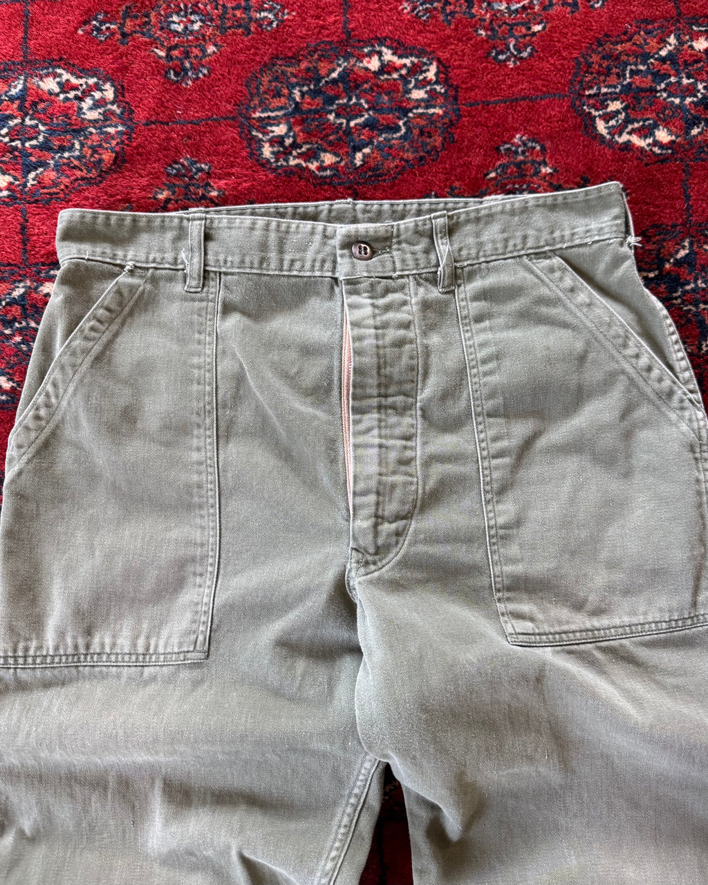 1970s zipper fly OG-107 fatigue pants