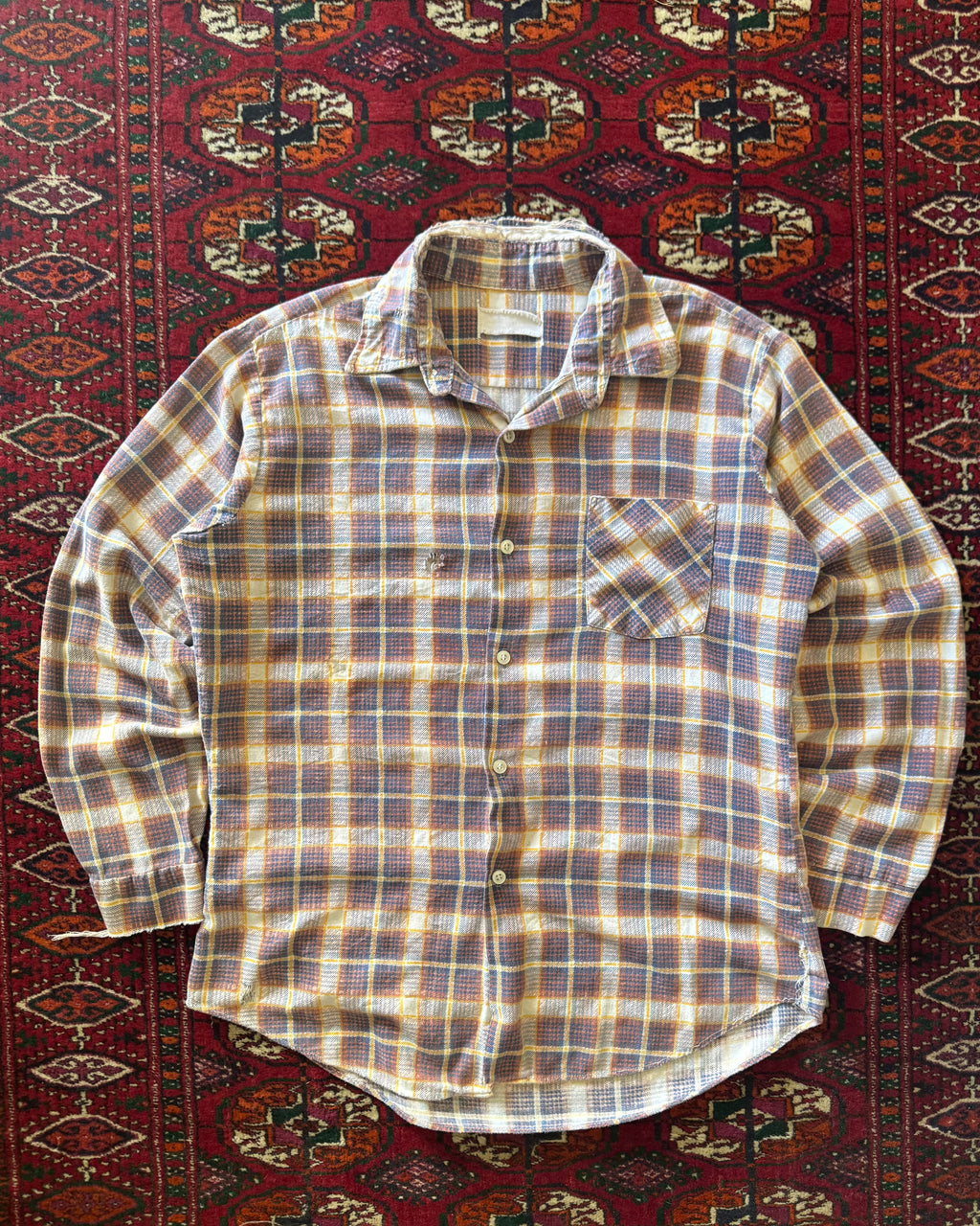 1970s distressed cotton print flannel
