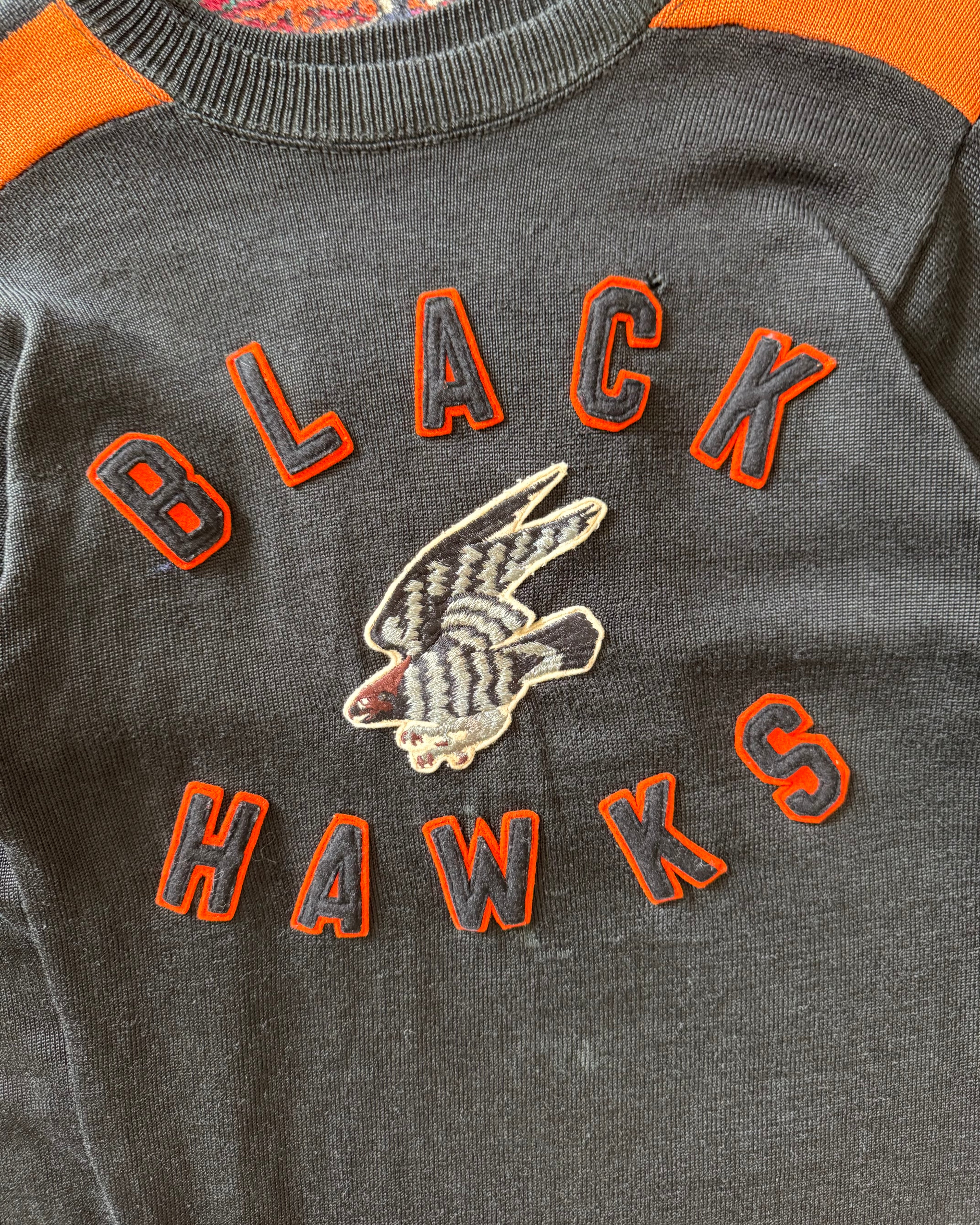 1960s Black Hawks black & orange jersey