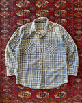 1960s/70s blue plaid distressed flannel ￼