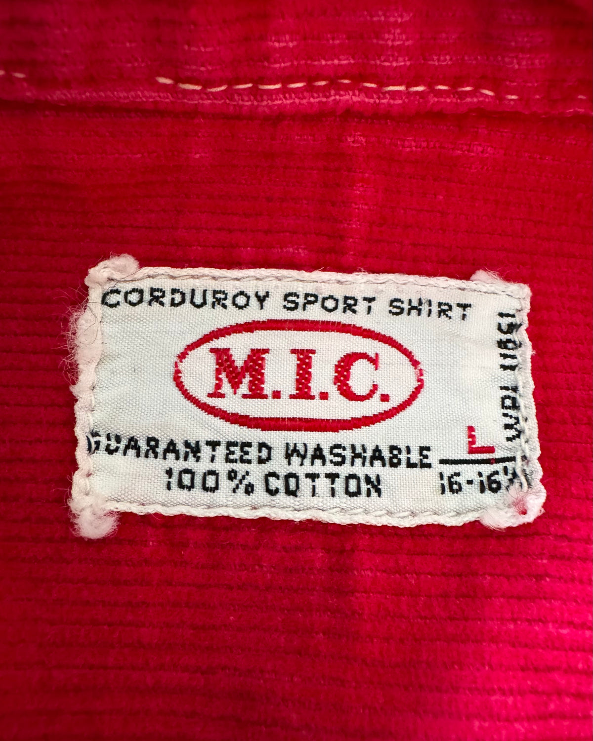 1950s corduroy red collar loop shirt