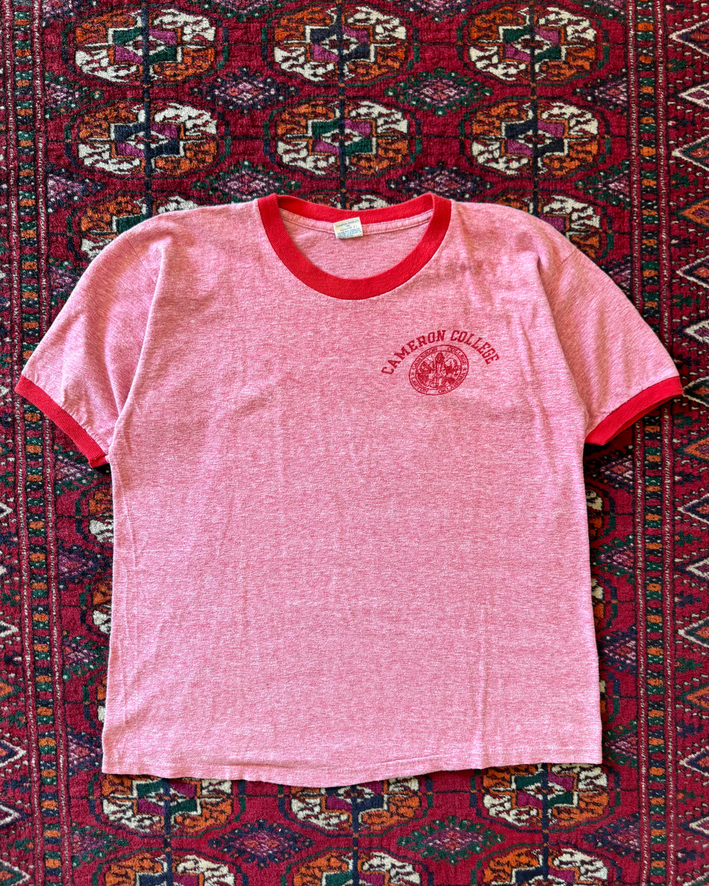 Vintage champion blue bar, Cameron College ringer T-shirt