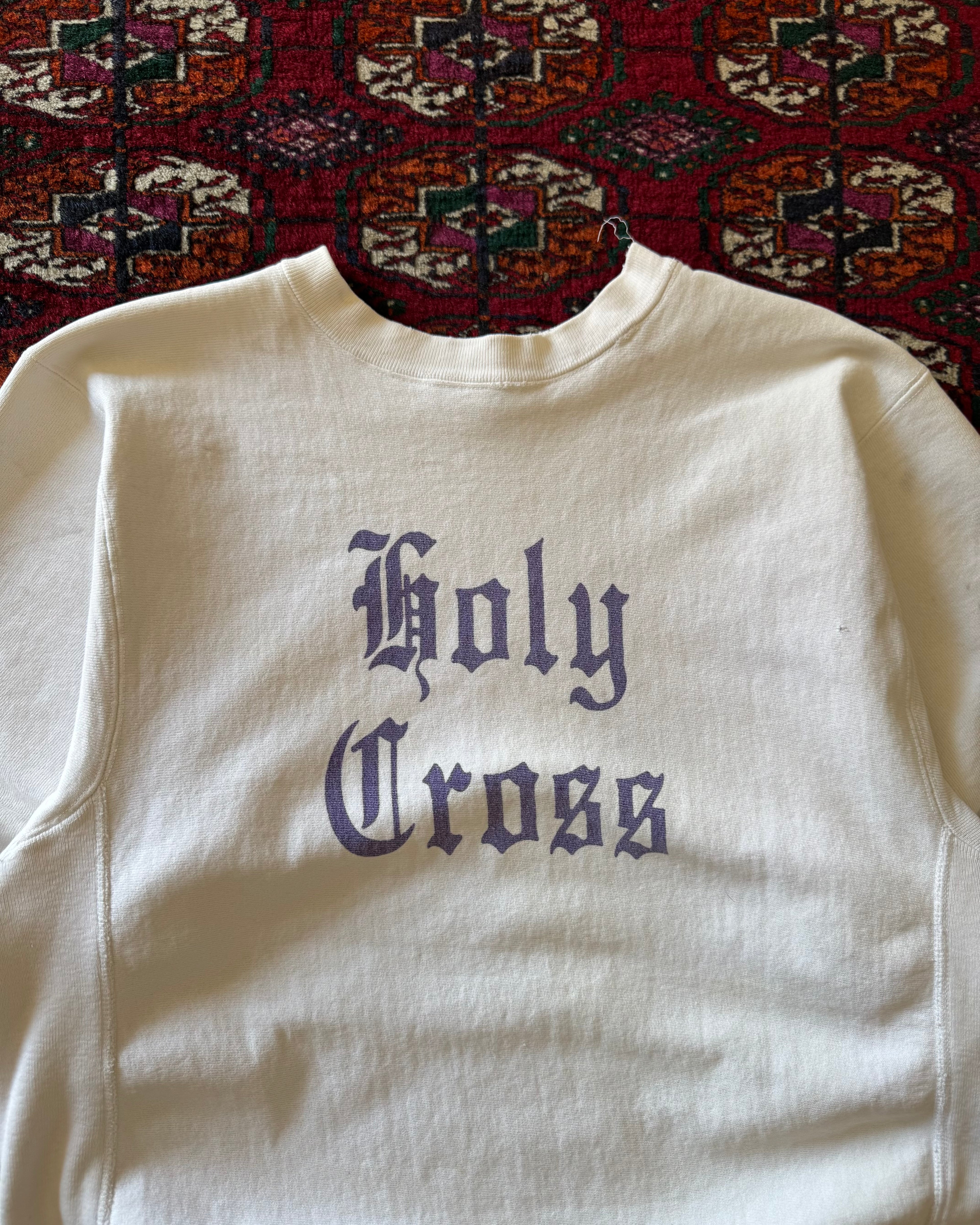1980s faded distressed Holy Cross champion weave