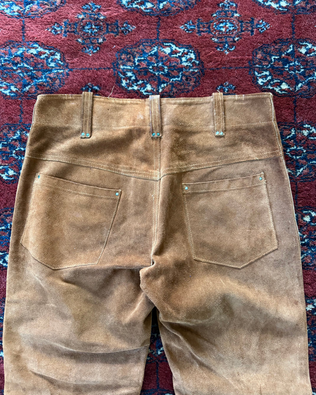 1970s suede leather bootcut welding pants
