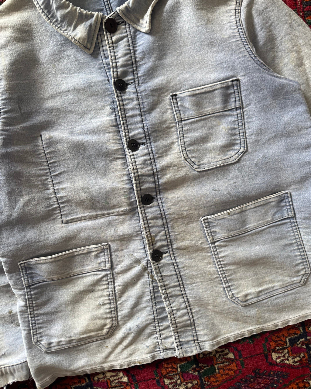 1940s Le Mont faded blue moleskin French chore jacket
