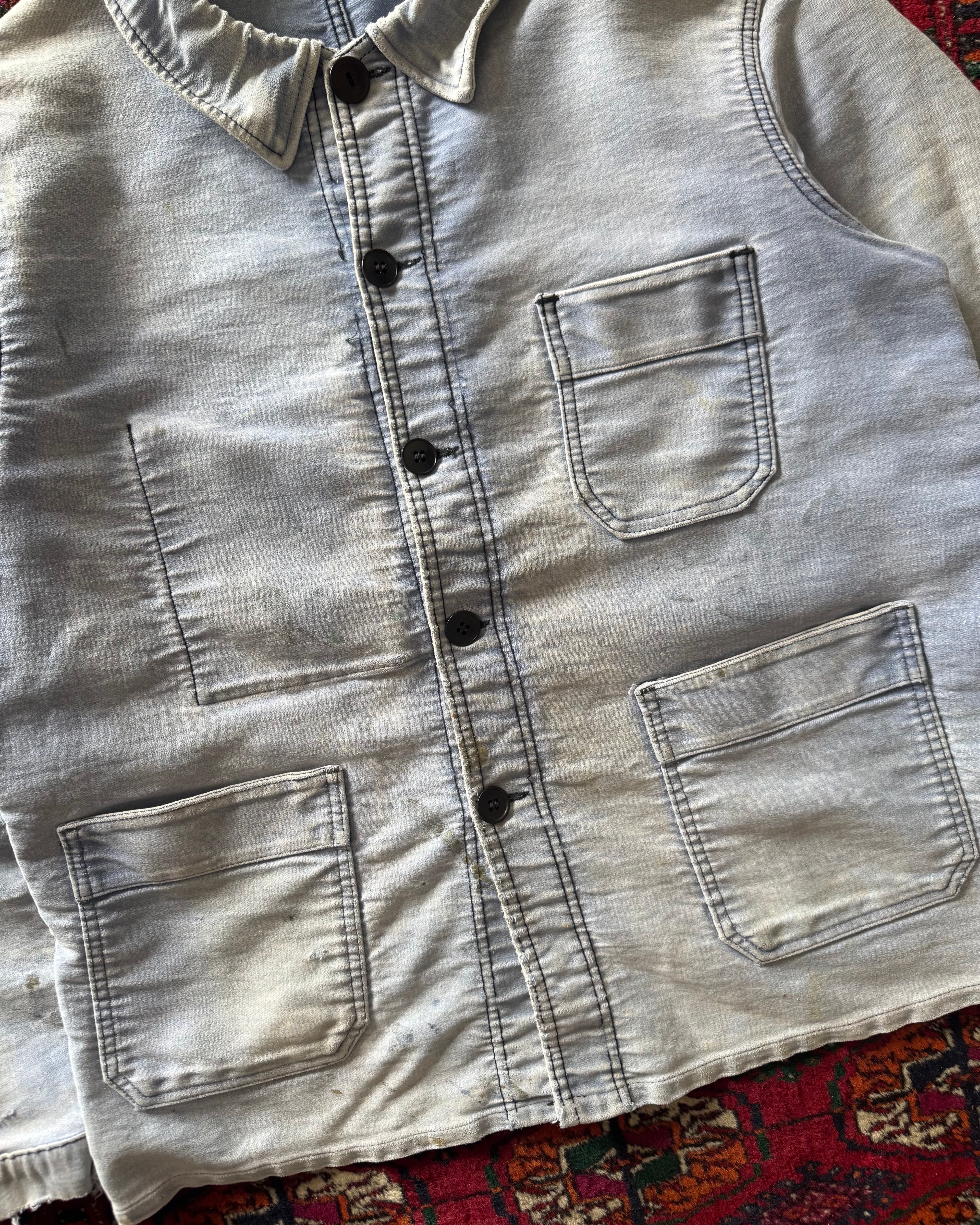 1940s Le Mont faded blue moleskin French chore jacket