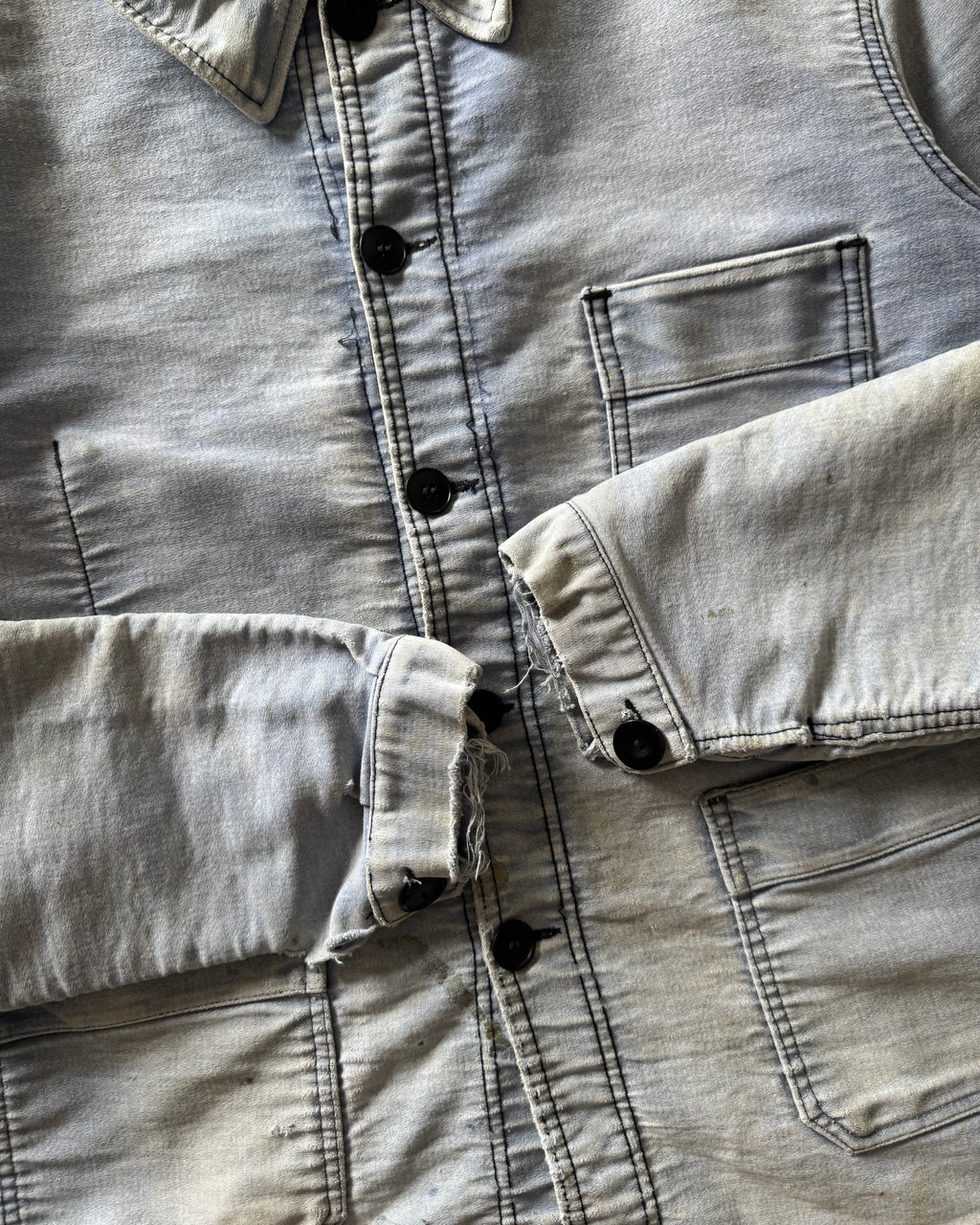 1940s Le Mont faded blue moleskin French chore jacket