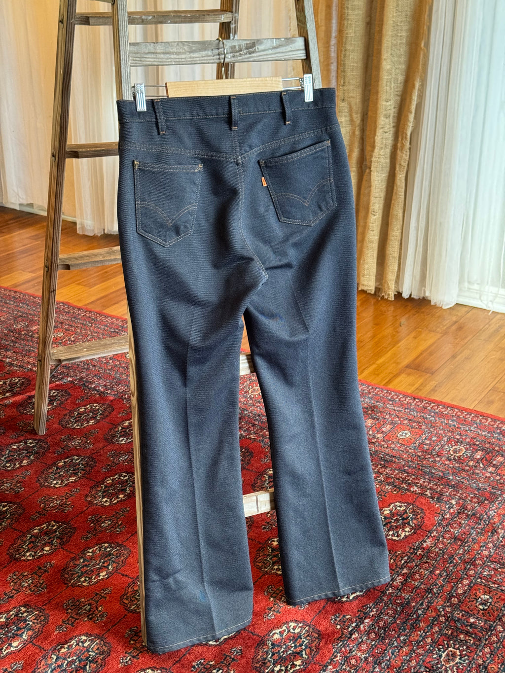 1970s Levi’s polyester blend boot cut orange tabs
