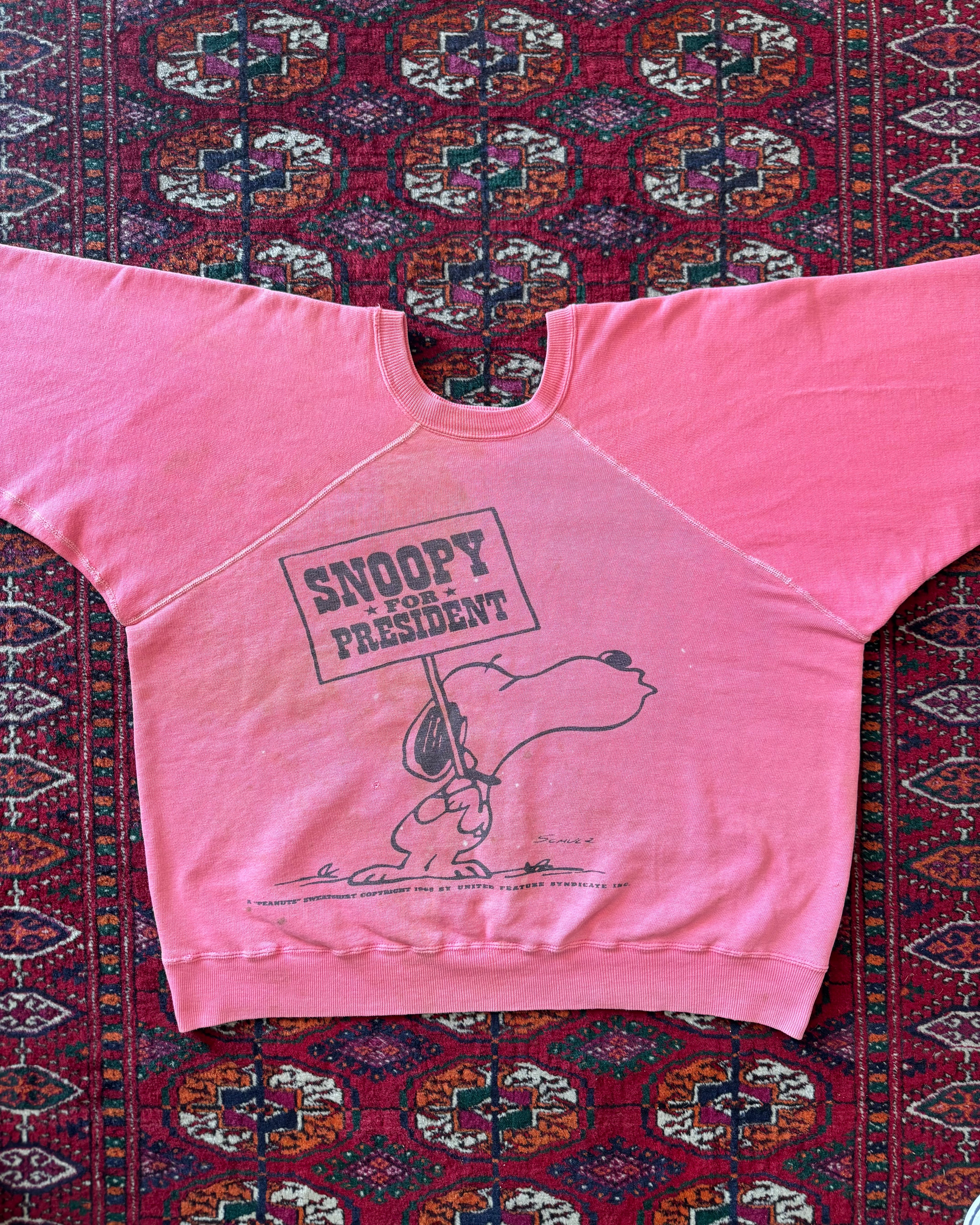 1960s Peanuts Snoopy for President pink faded sweatshirt